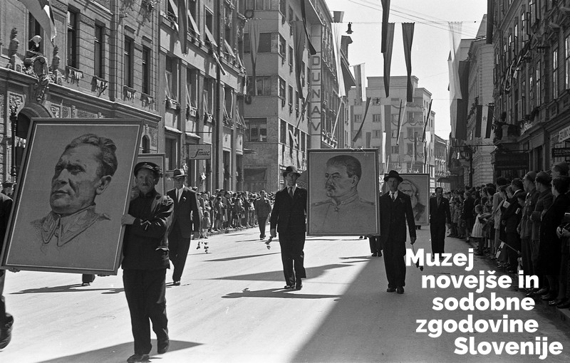 Prvomajska parada v Ljubljani leta 1946 (Foto: Slavko Smolej, hrani Muzej novejše in sodobne zgodovine Slovenije)