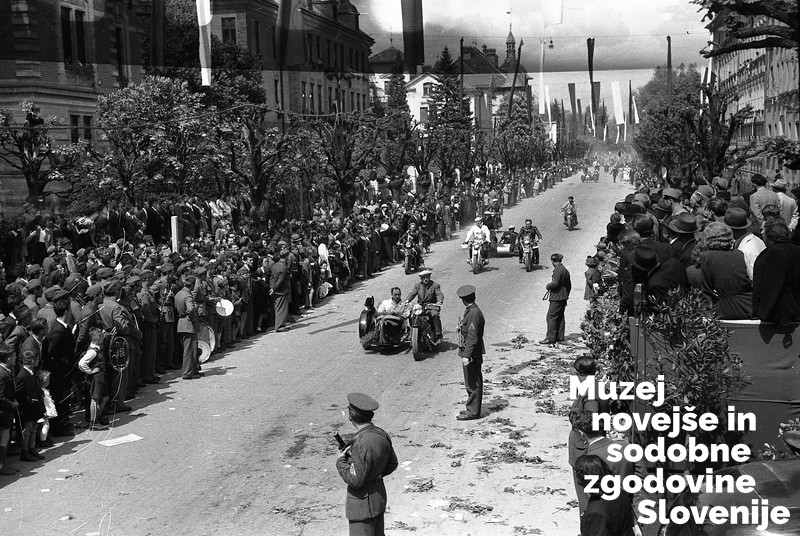 Prvomajska parada v Ljubljani leta 1946 (Foto: Jože Kološa, hrani Muzej novejše in sodobne zgodovine Slovenije)