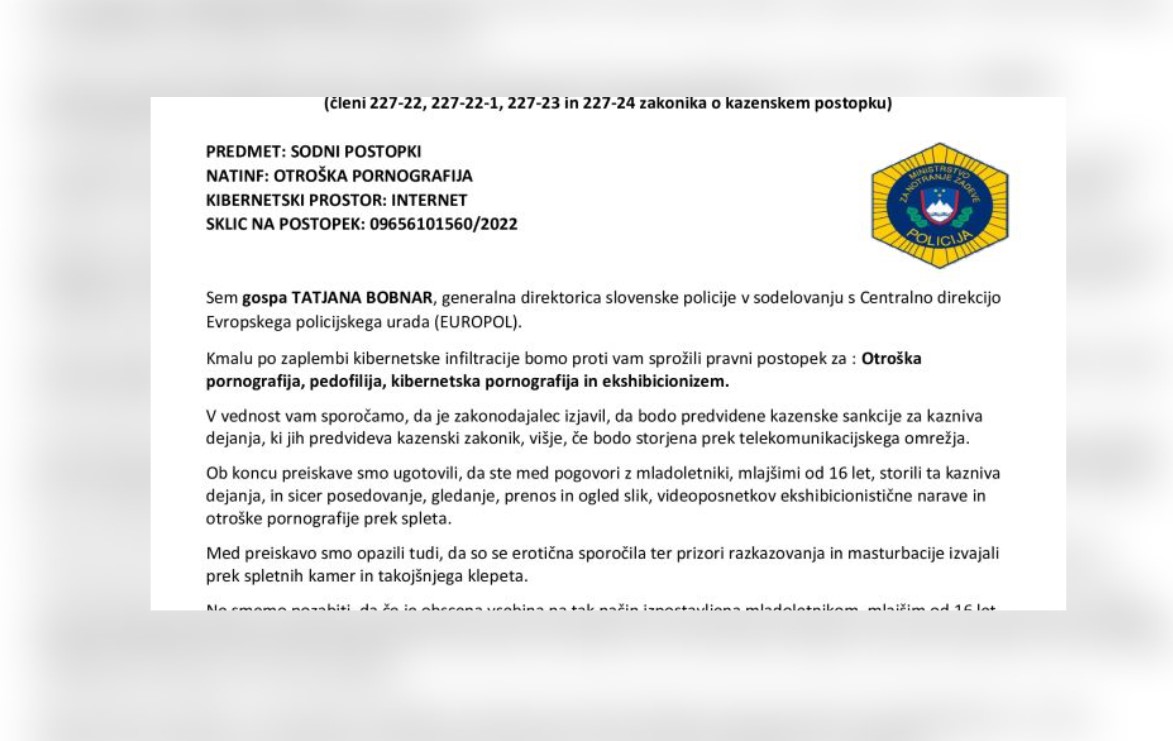 Lažno sporočilo Bobnar