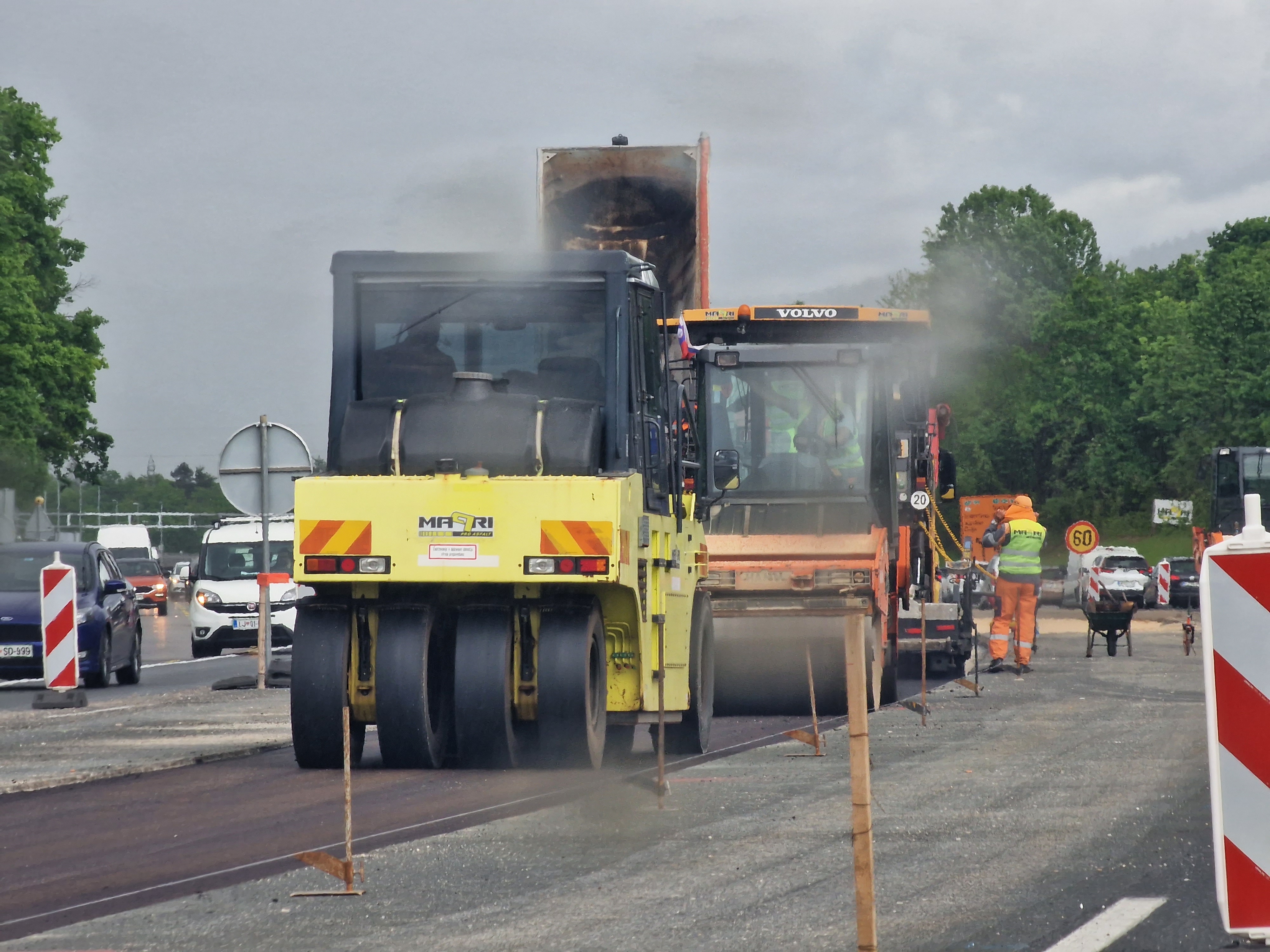 cesta, avtocesta, obvoznica, delo na cesti