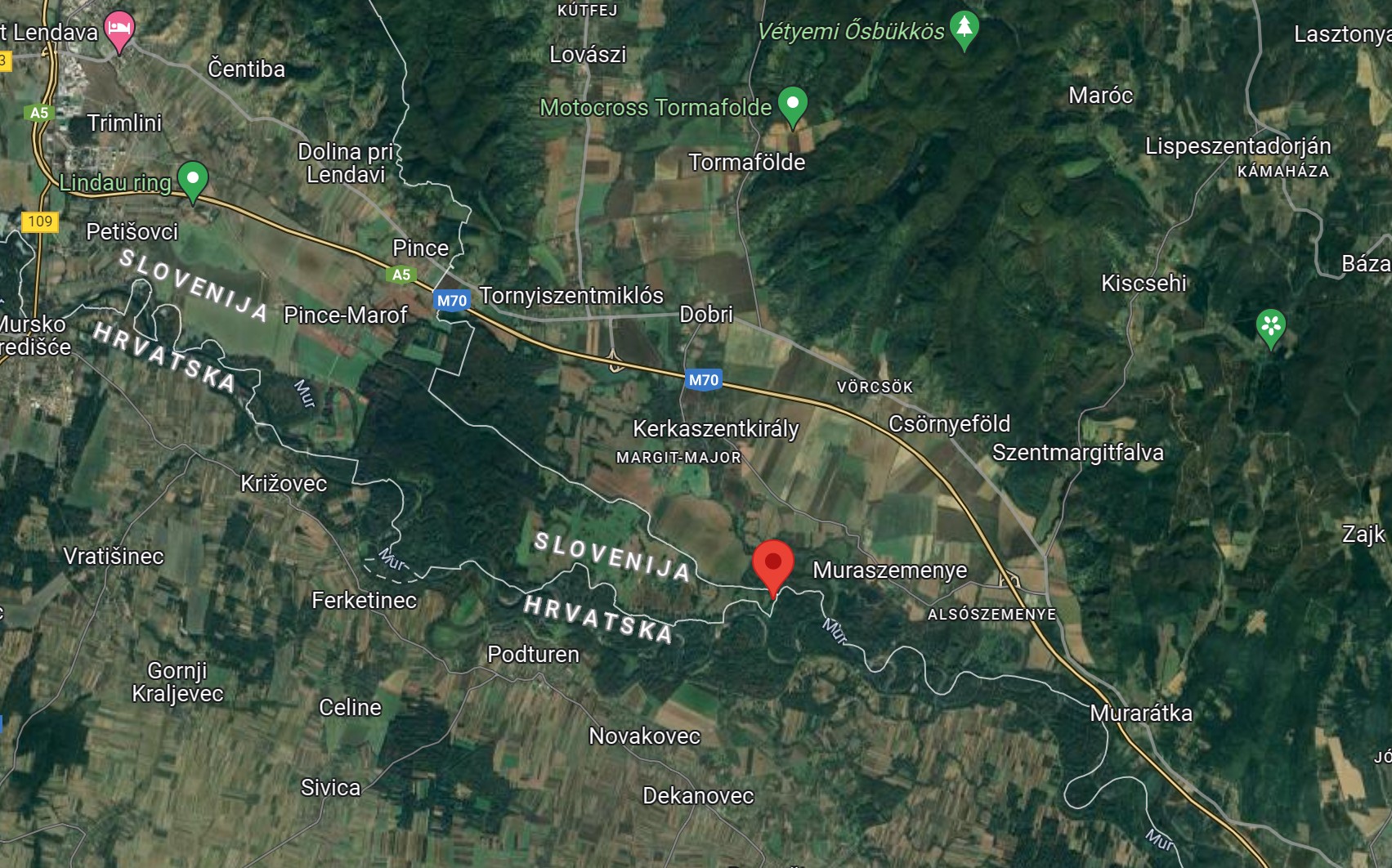 Najbolj vzhodna točka Slovenije (Zajem zaslona/GOOGLE zemljevidi)