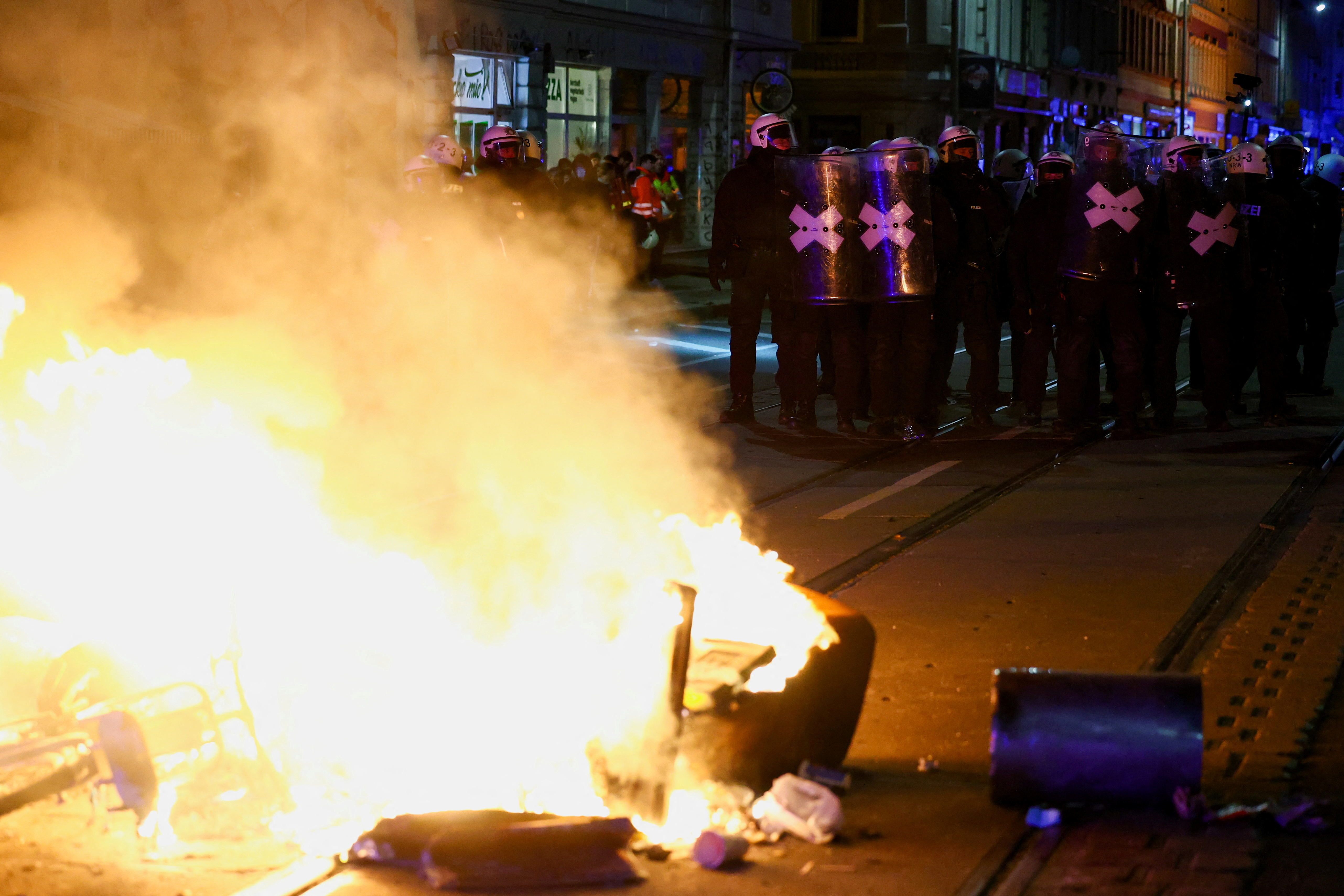 Leipzig, protesti, policija