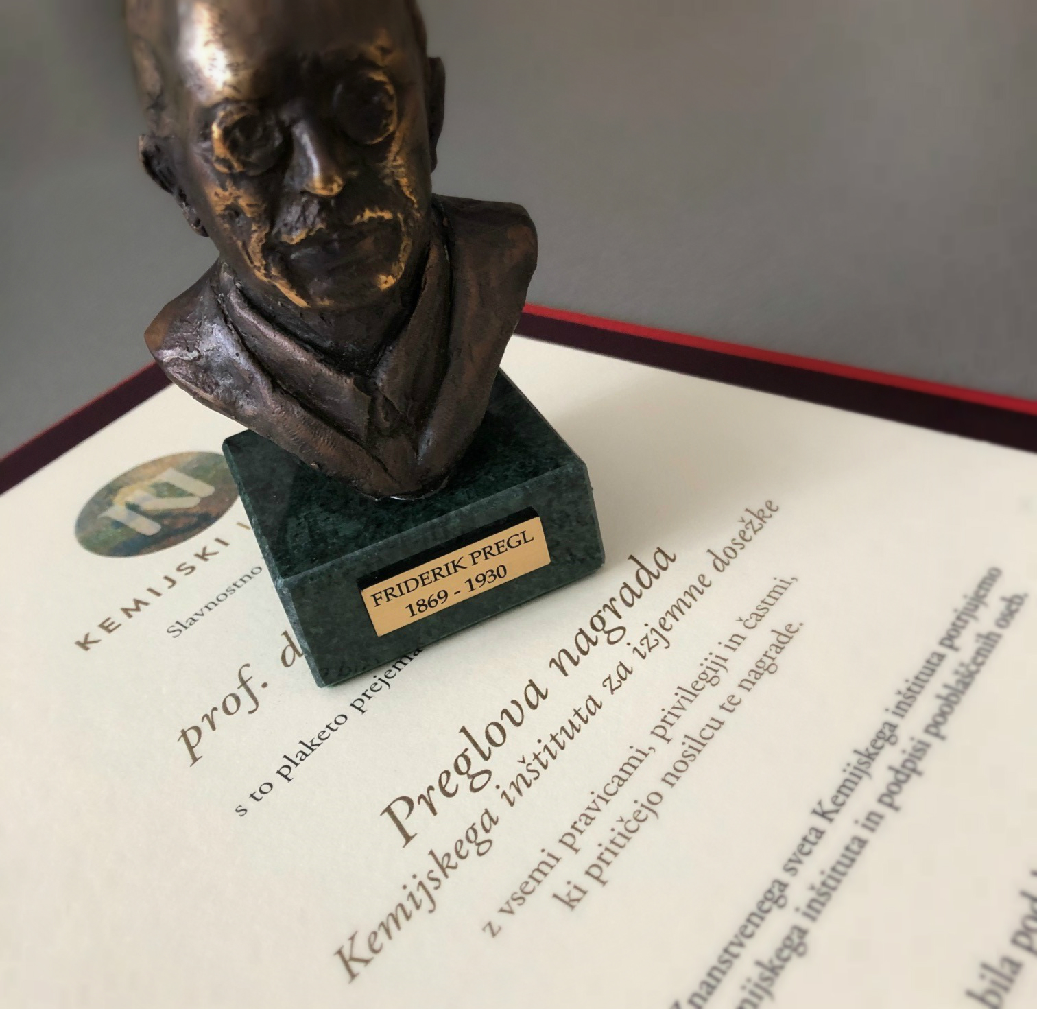 Preglove nagrade, Kemijski inštitut