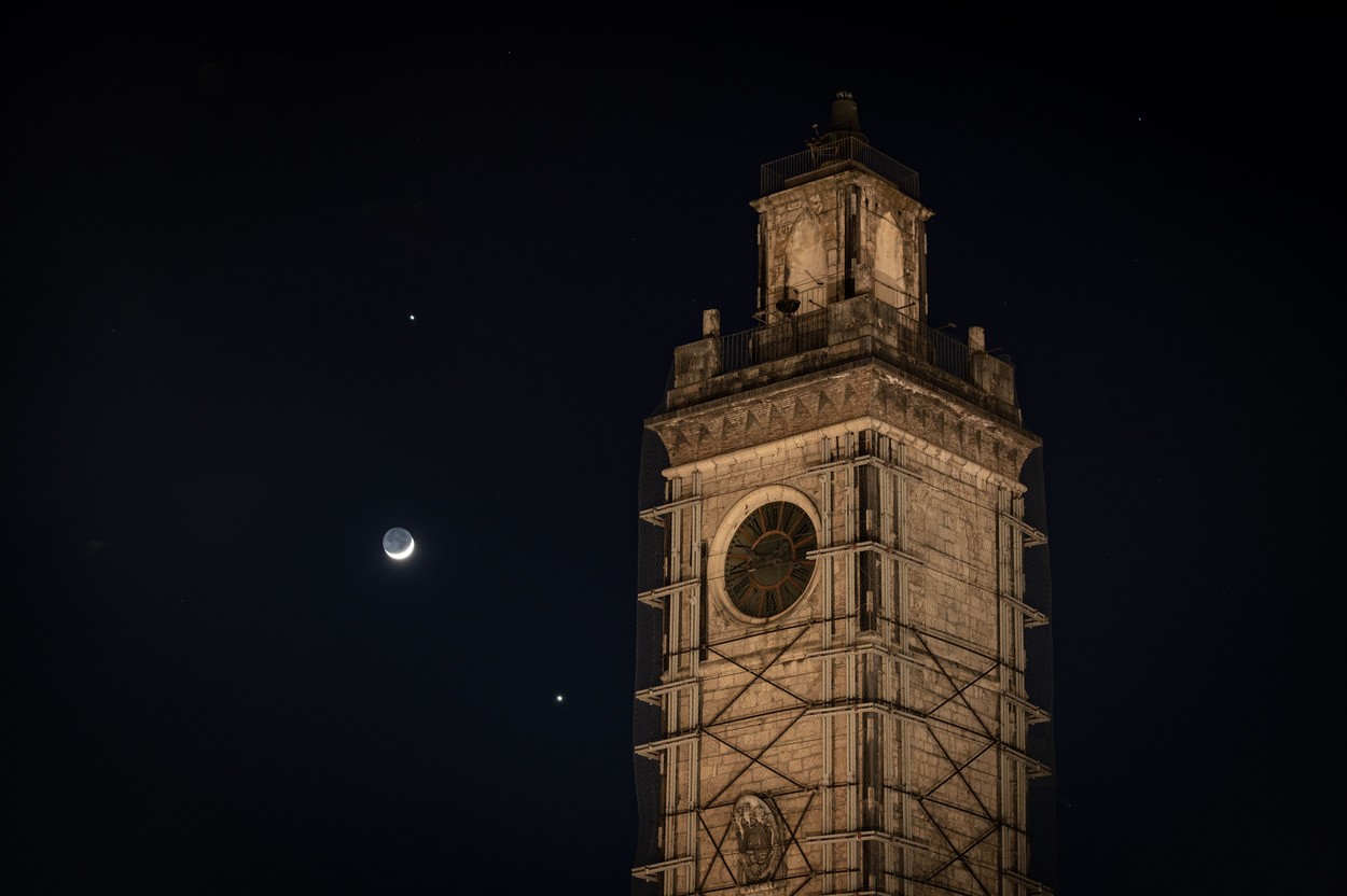 Konjunkcija, Jupiter, Venera in Luna
