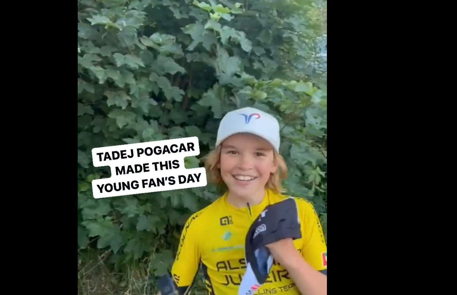 tadej pogačar, navijač, deček