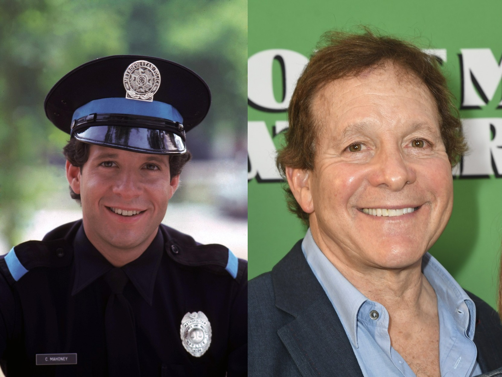Steve Guttenberg kot policist Carey Mahoney (levo) in maja 2023 (desno) (Foto: PROFIMEDIA)