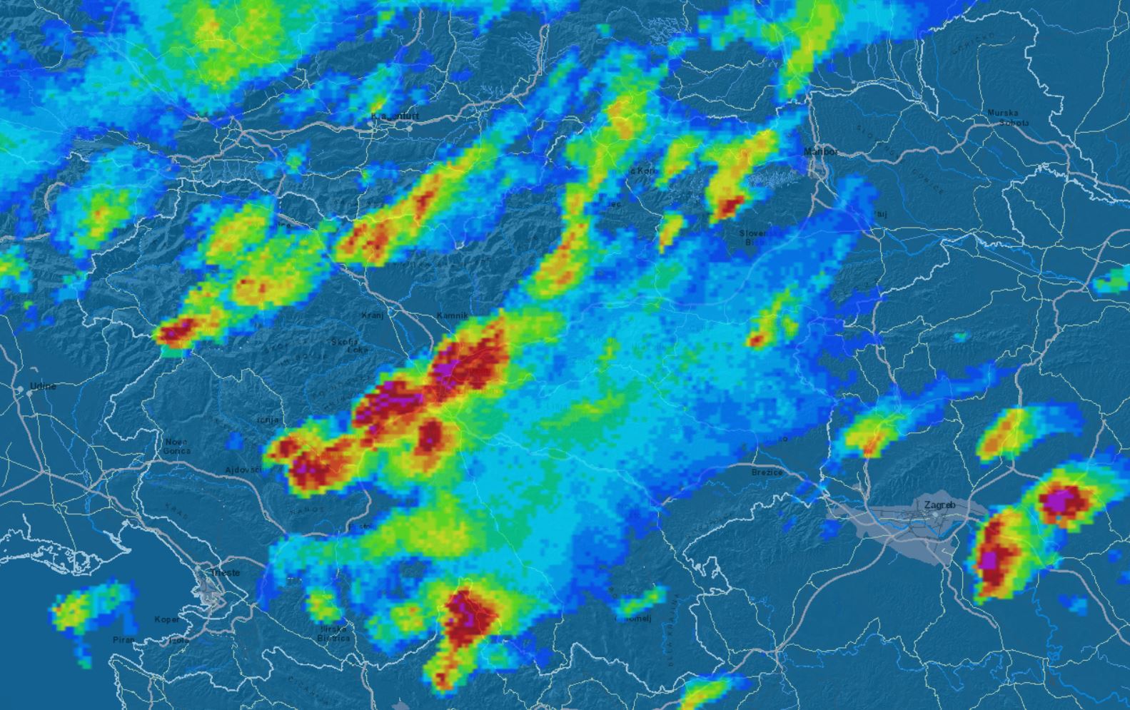 radarska, padavine, neurja