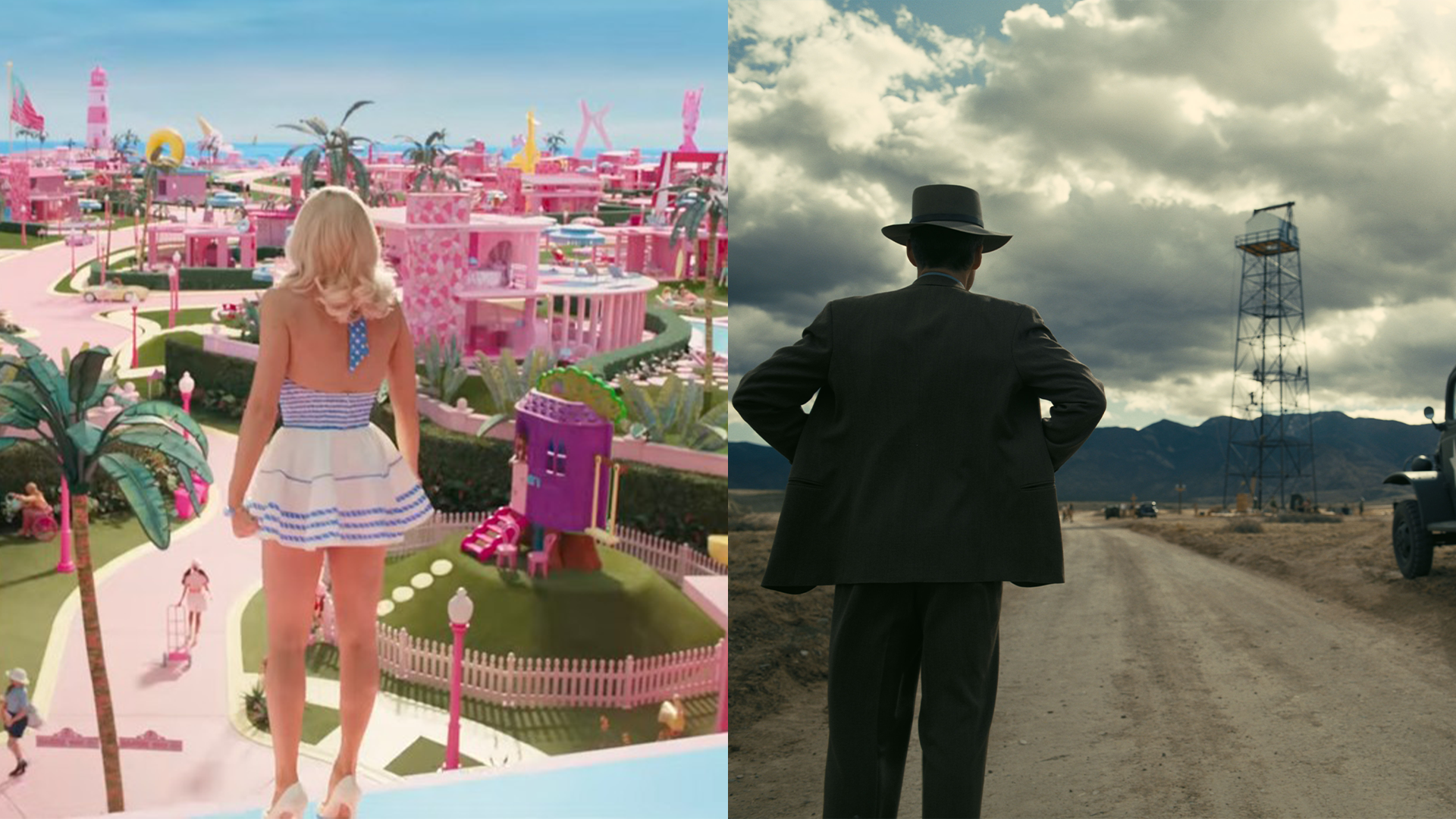 Prizora iz filmov Barbie in Oppenheimer (2023)