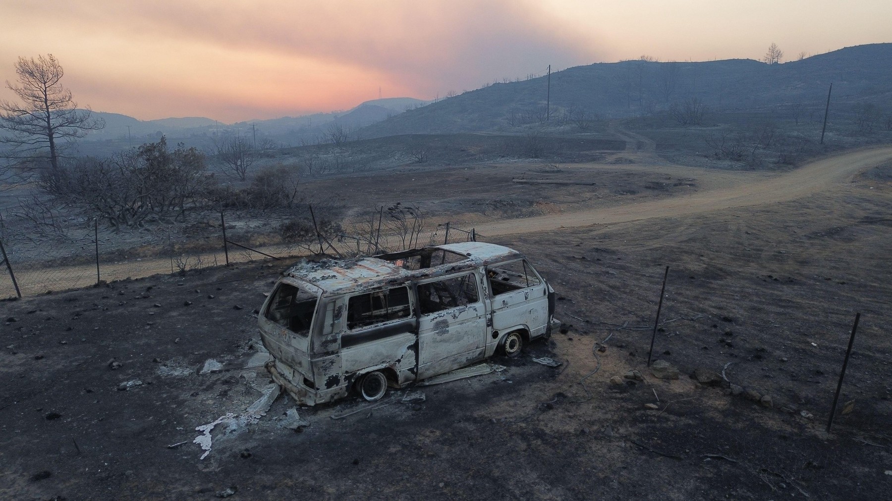 požar, pogorišče, Rodos, Grčija