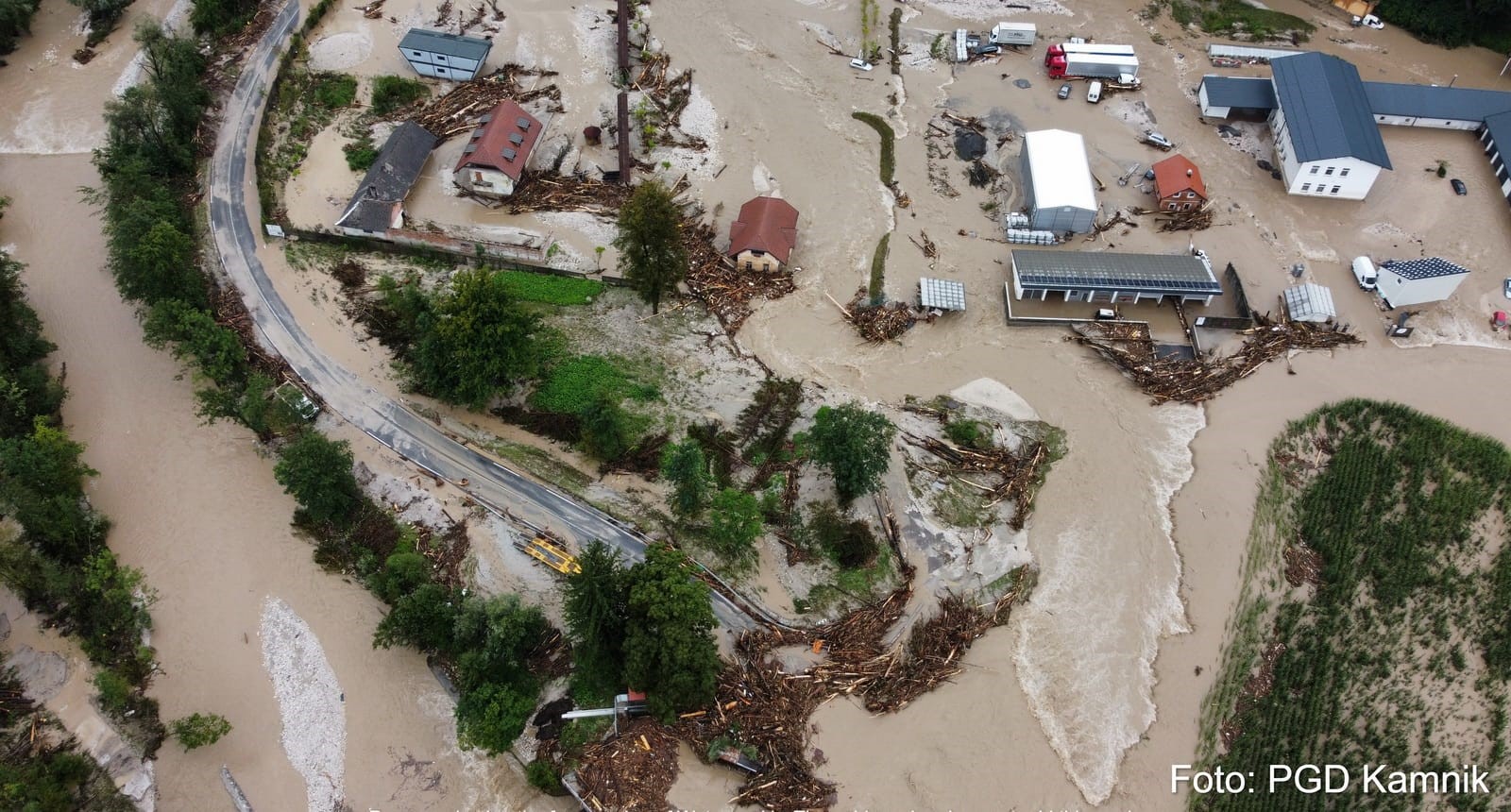 Kamnik poplave, iz zraka