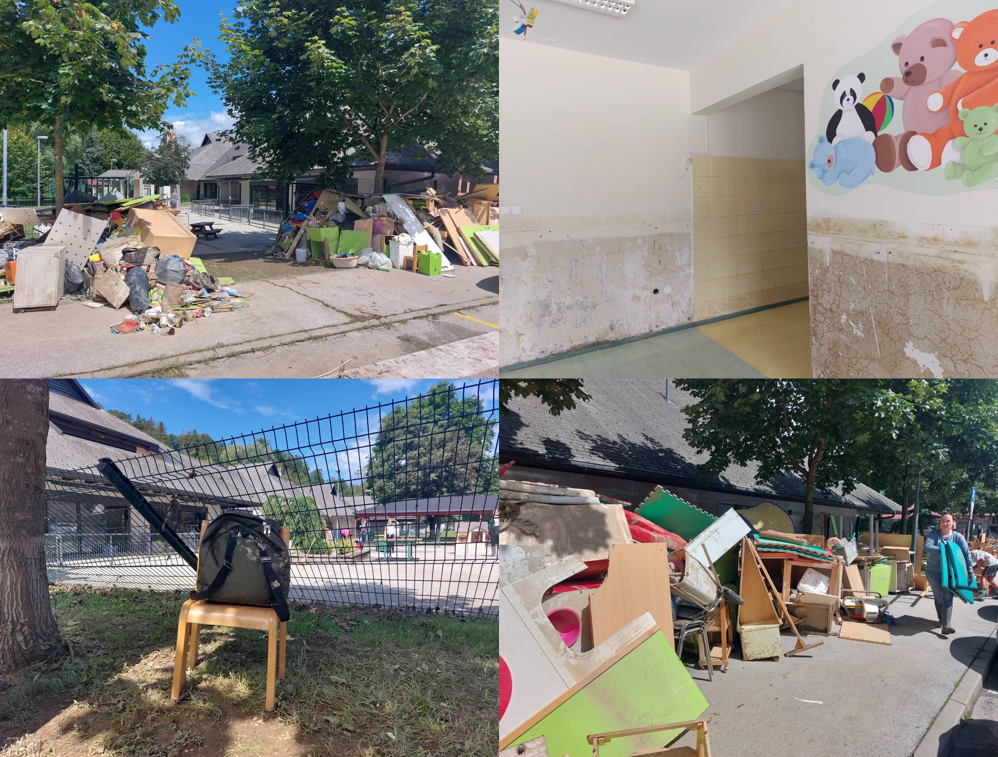 Mengeš, vrtec Gobica, uničenje, kolaž