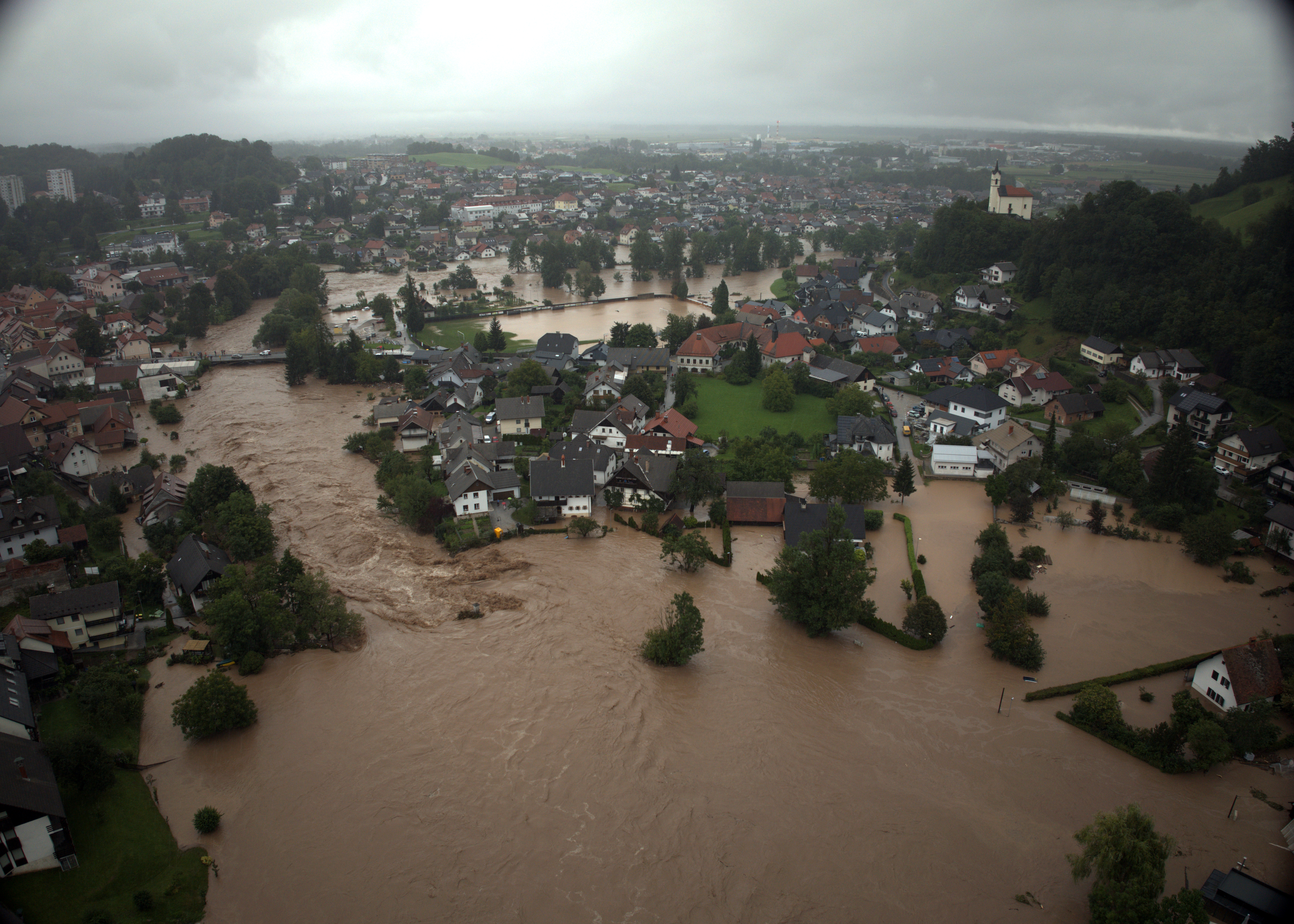 Škofja Loka, poplave, neurja, helikopter