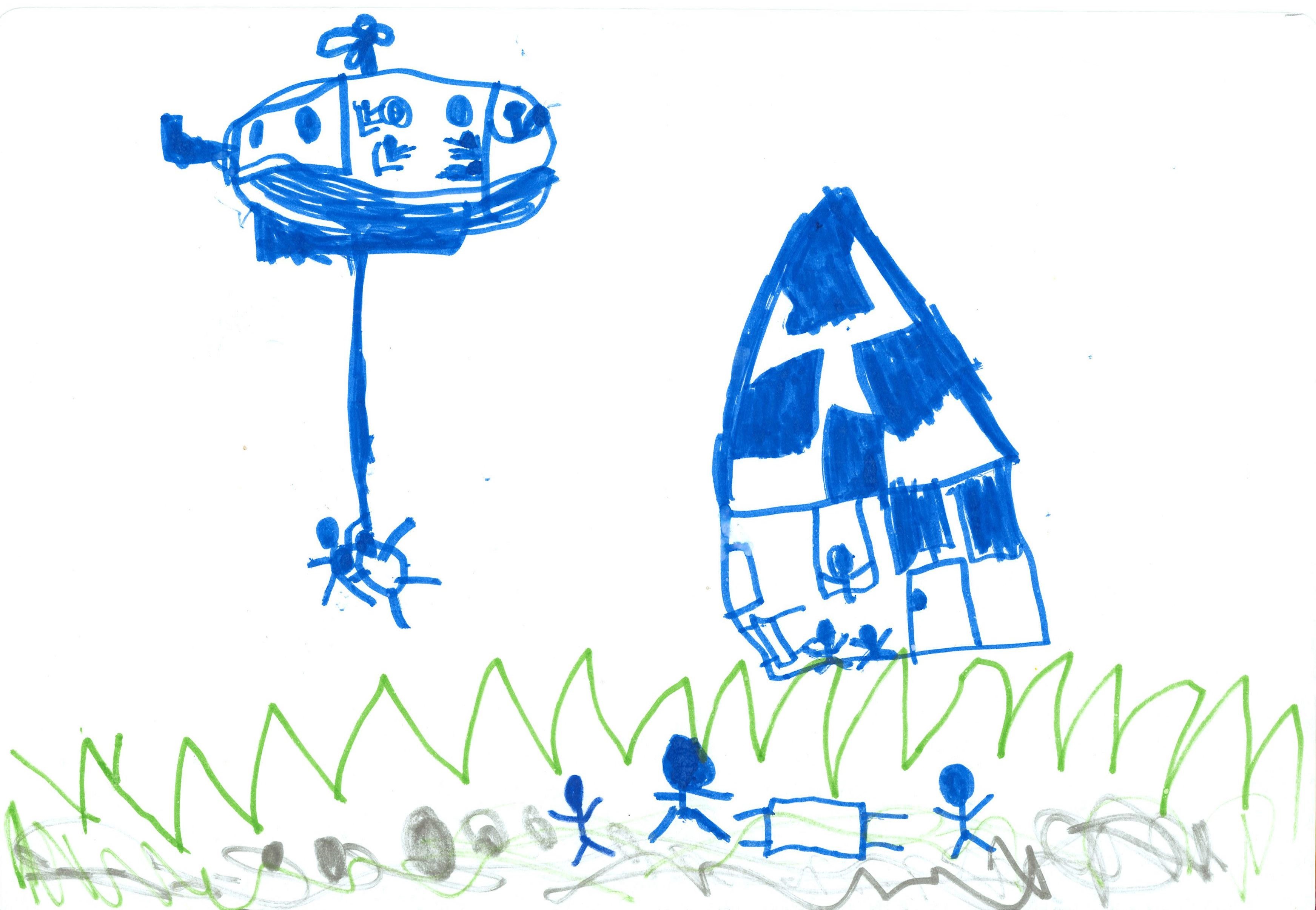 policija, risba, reševanje, helikopter