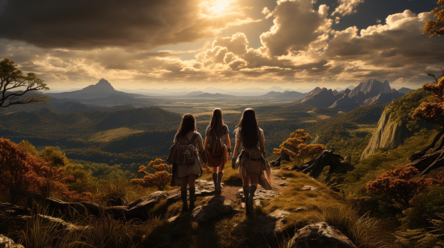 pustolovščina, sončni zahod, dekleta