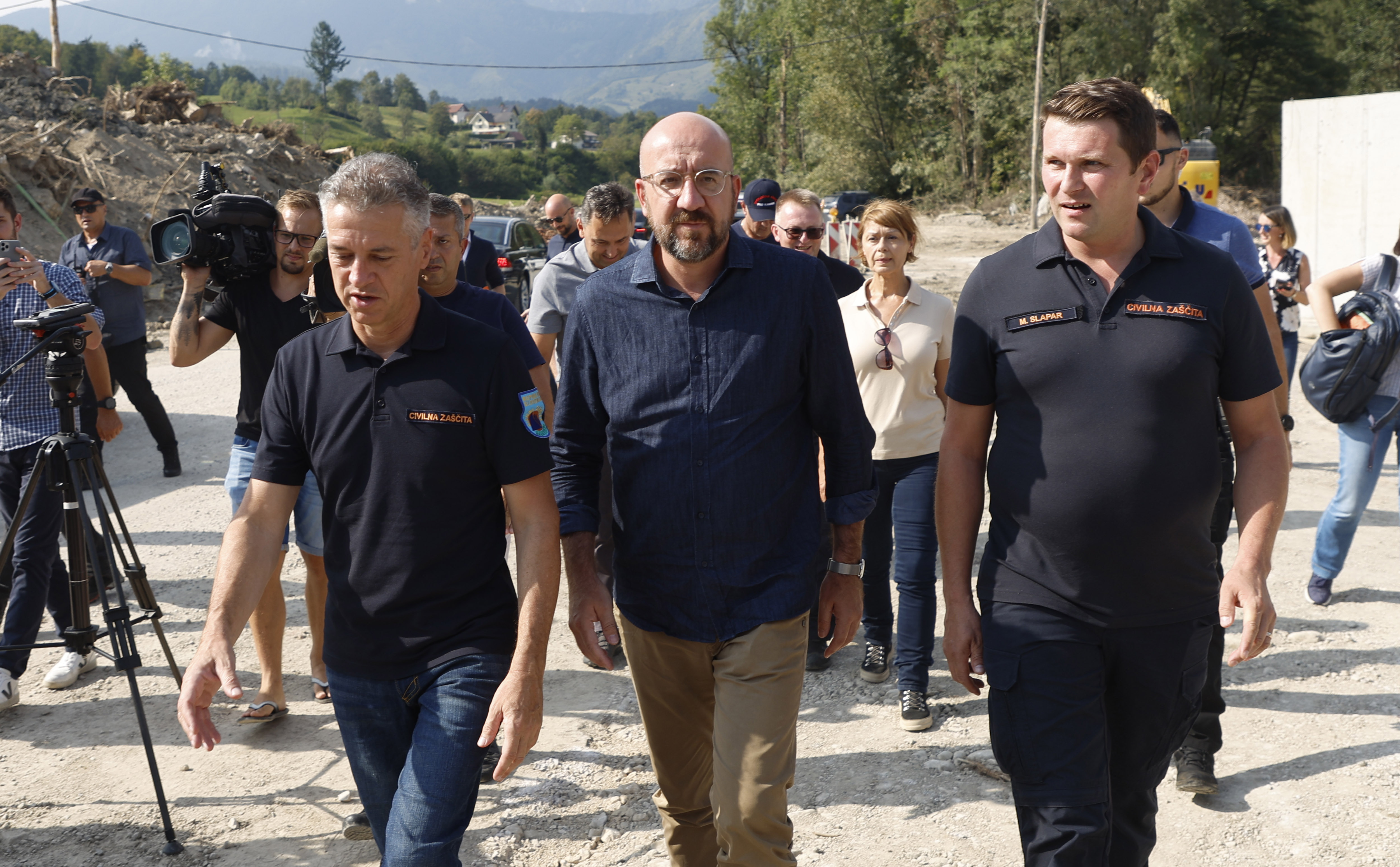 Robert Golob in Charles Michel v Kamniku avgusta 2023. Foto: BOBO