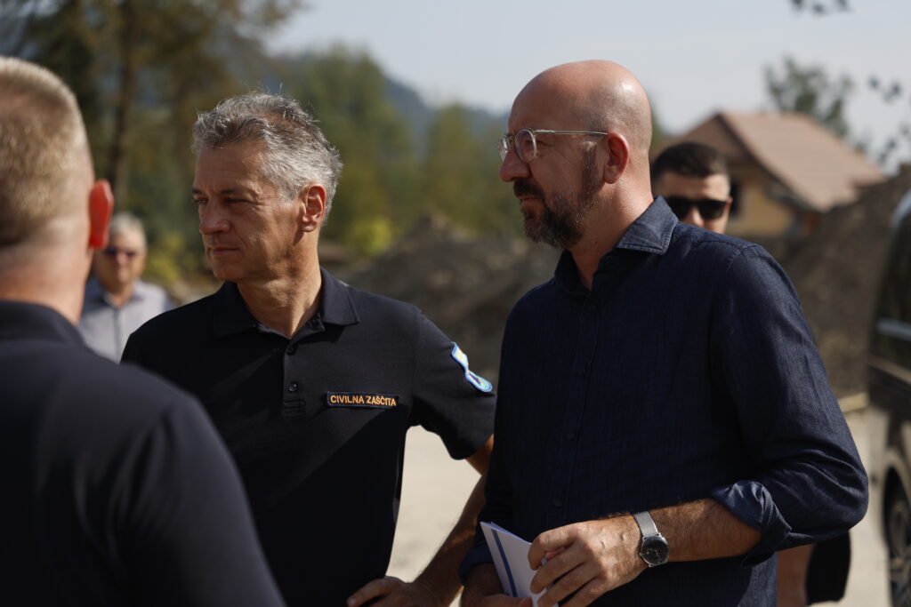 Robert Golob in Charles Michel v Kamniku avgusta 2023. Foto: BOBO