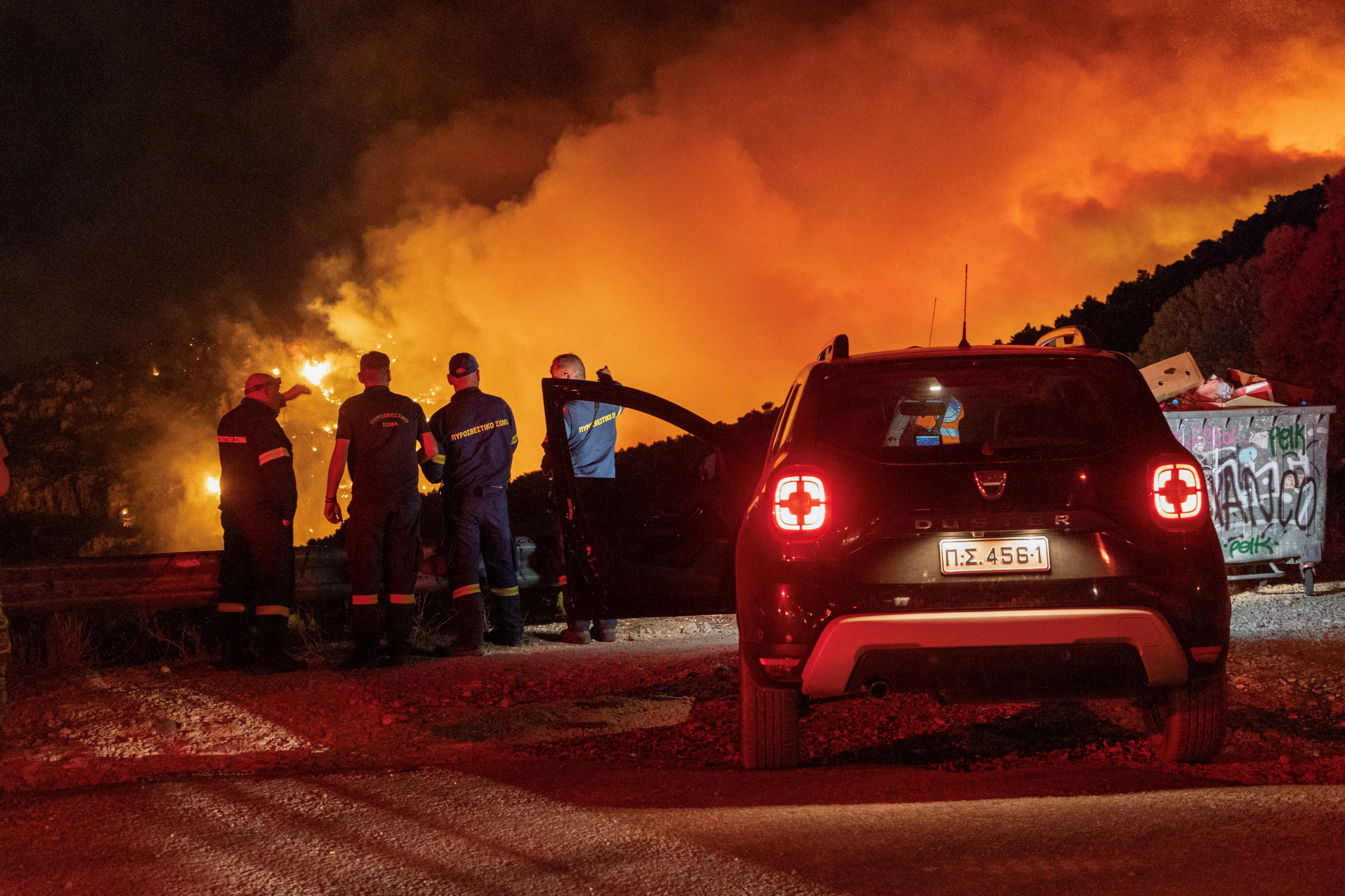 požar, gasilci, Grčija
