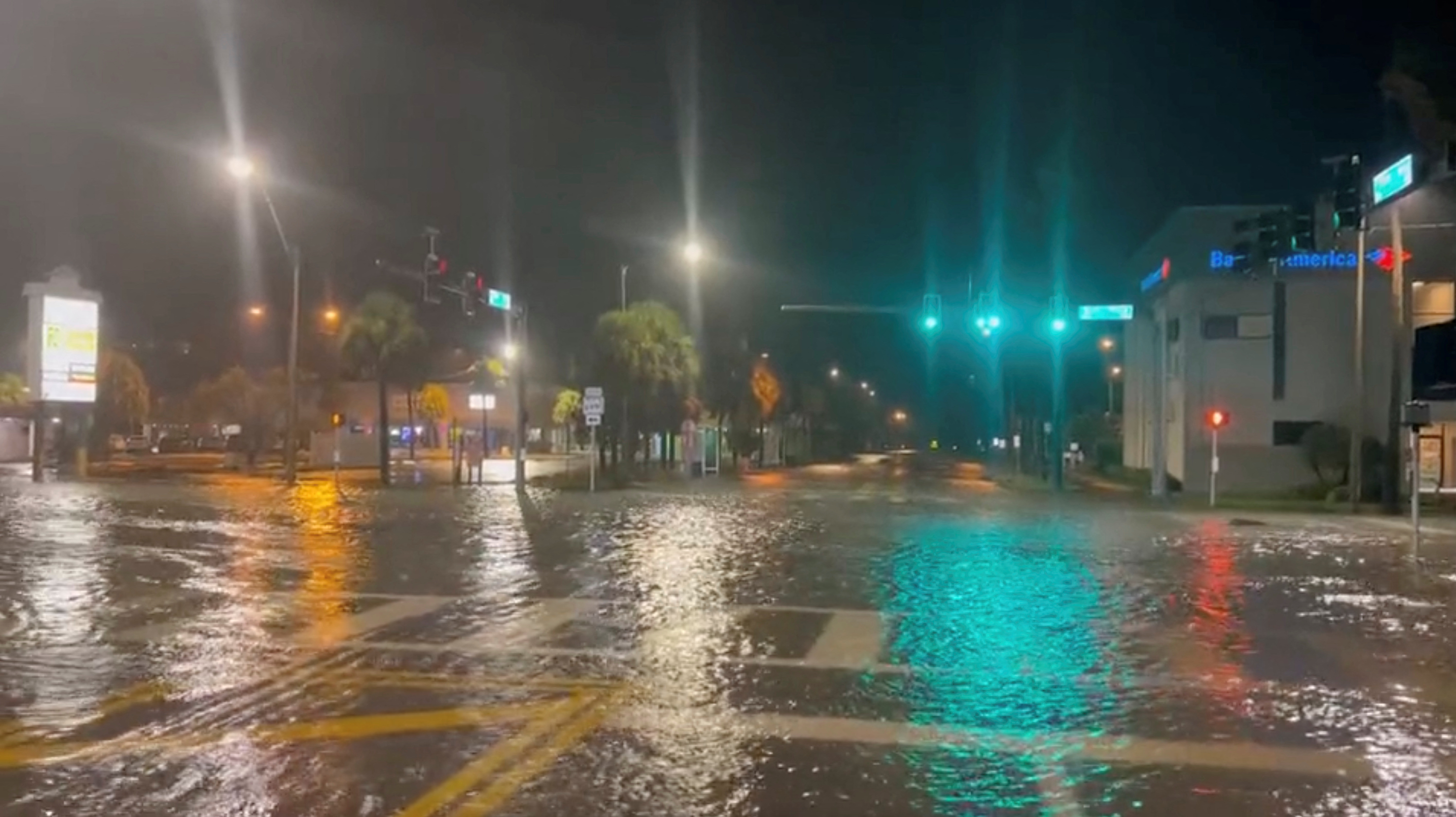 View of a flooded street as Hurricane Idalia approaches Florida, in St Pete Beach