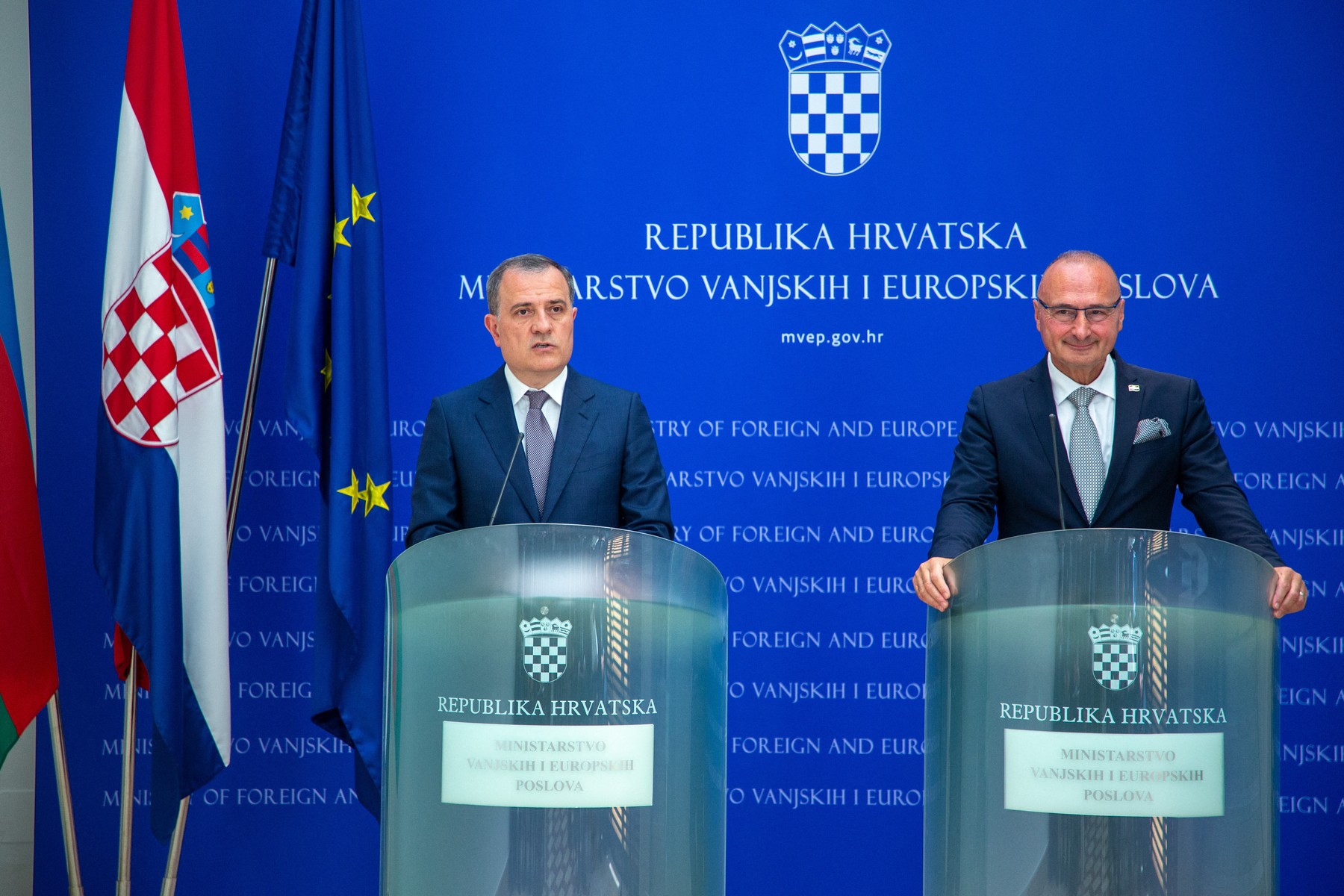 zunanja ministra Hrvaške in Azerbajdžana Gordan Grlić Radman ter Jeyhun Bayramov