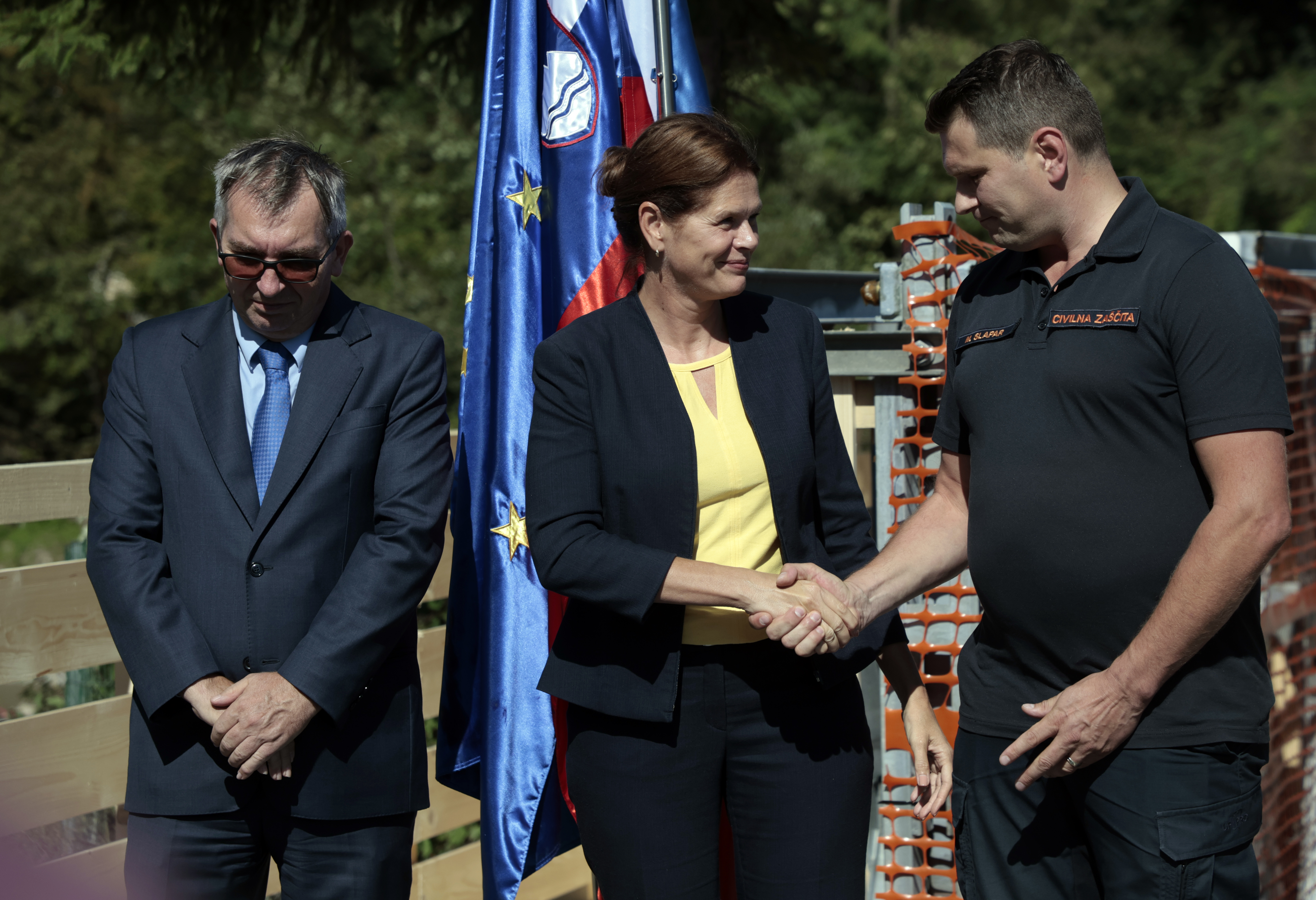 Otvoritev začasnega mostu v Stahovici. (Foto:  Borut Živulović/BOBO)