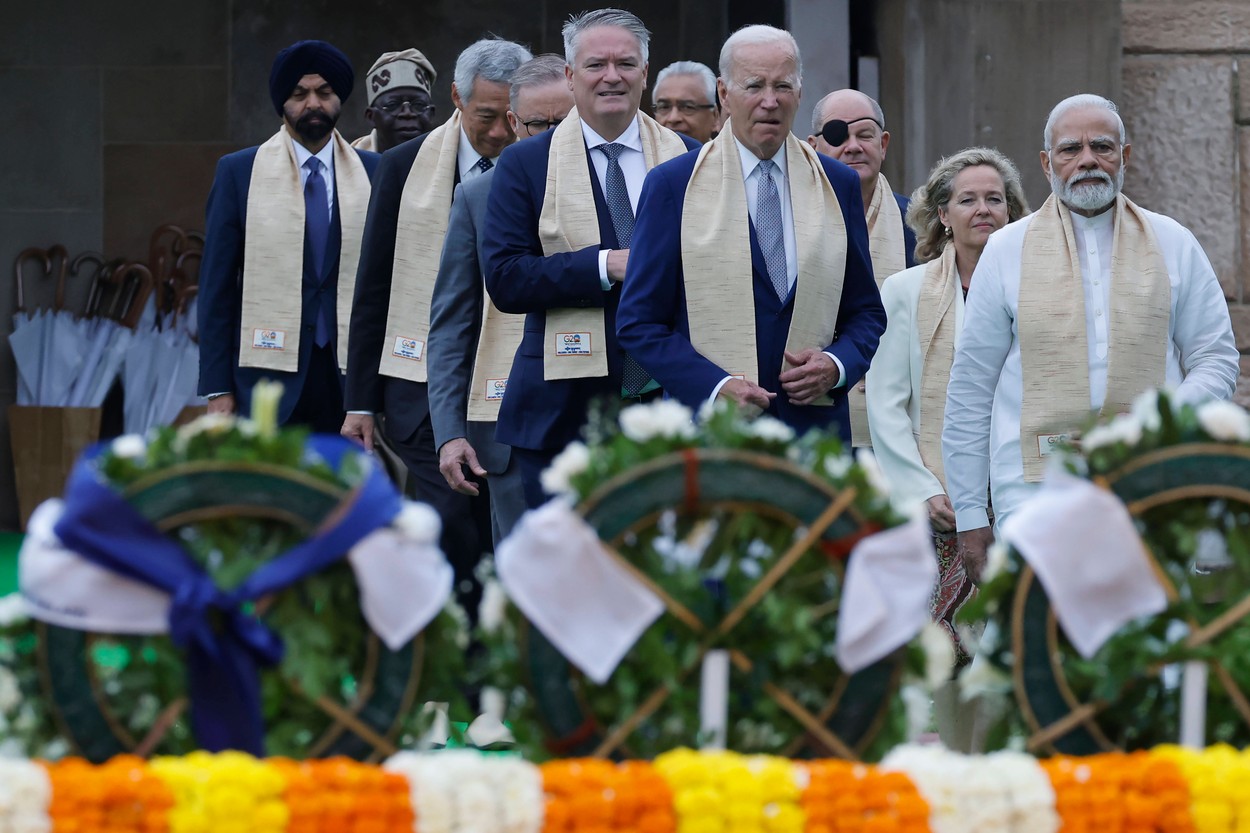 Mahatma Gandhi memoria at Rajghat on the sidelines of the G20 summit in New Delhi