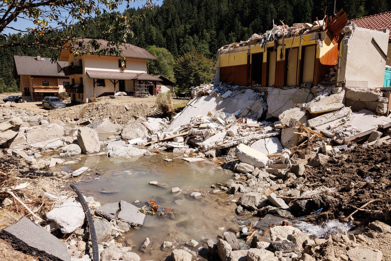 A heavily damaged house is seen in Raduha, after the country suffered severe flooding at the beginning of August. Ten days after devastating floods in Slovenia, the country declared a Day of solidarity. Volunteers from all over the country, European count