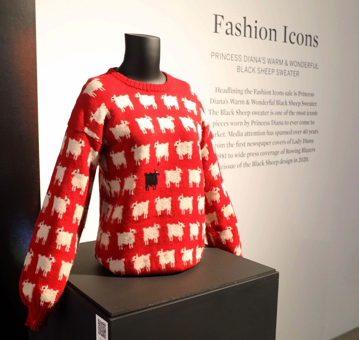 Princesa diana, rdeč pulover s črno ovco