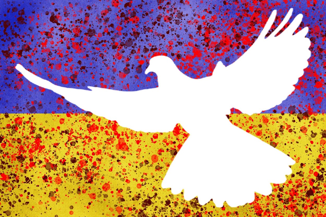 ukrajinska zastava, golobica miru