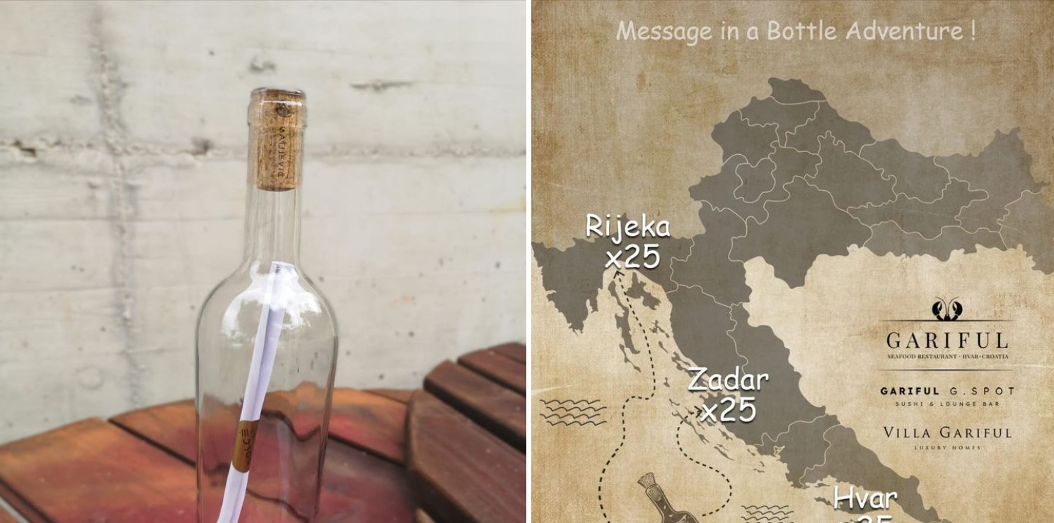 Gariful, Hvar, steklenice, Jadransko morje, akcija