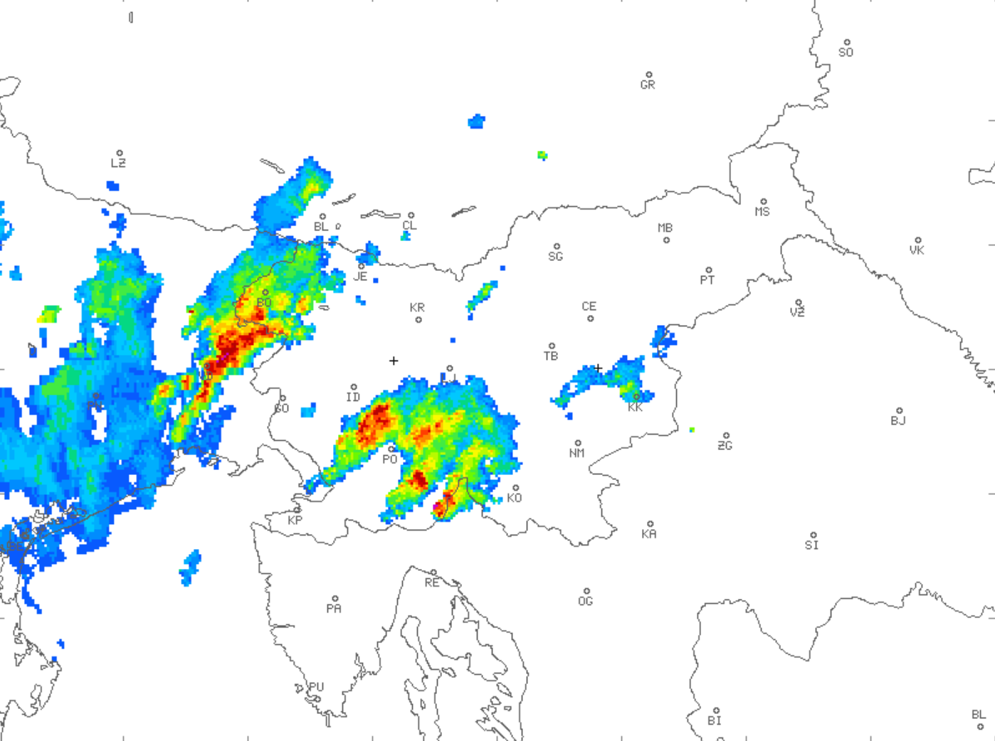 Radarska slika padavin