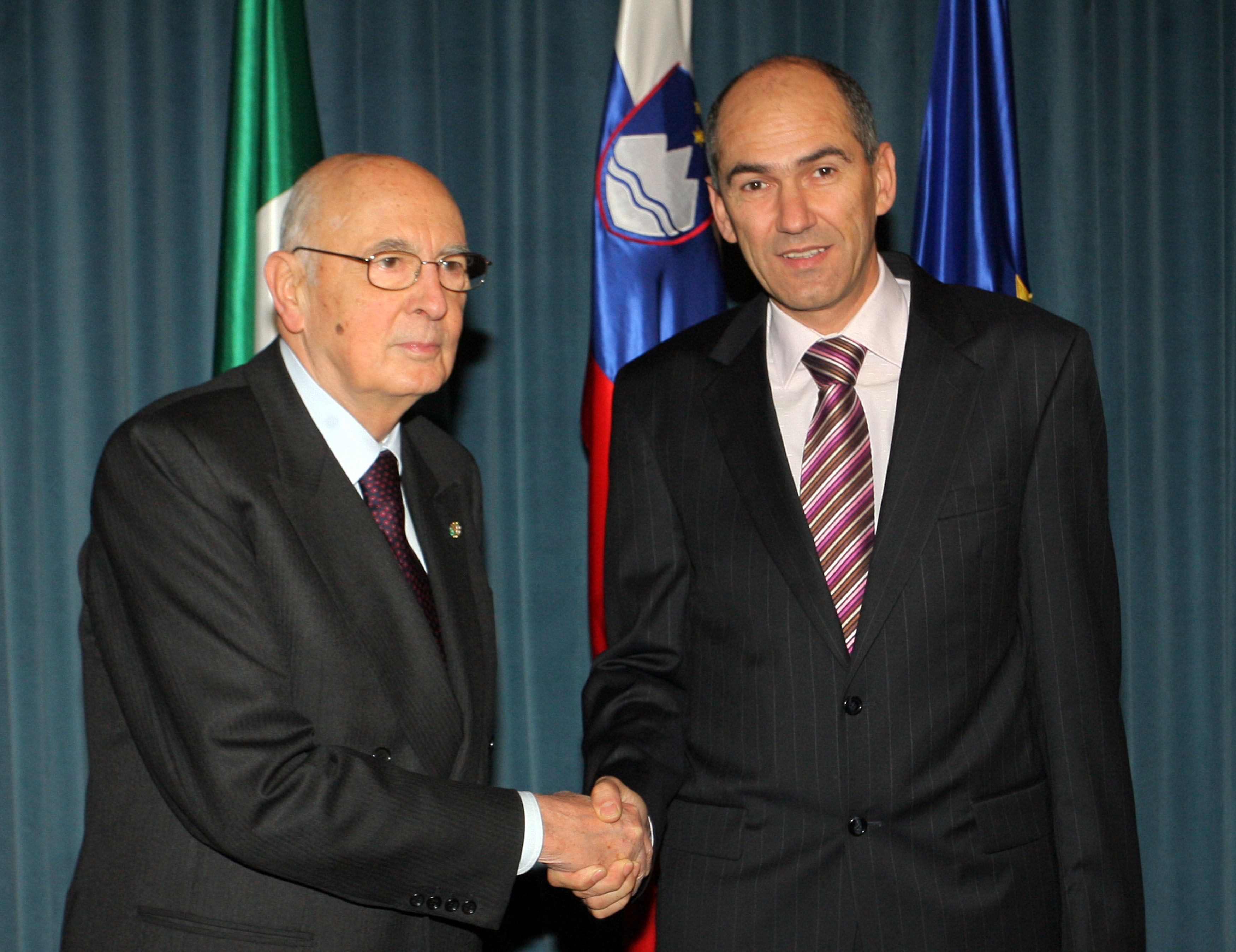 Giorgio Napolitano, Janez Janša, sprejem, obisk, Slovenija