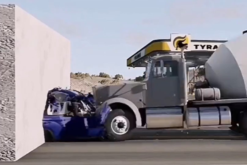 test, trčenje, tovornjak osebni avto