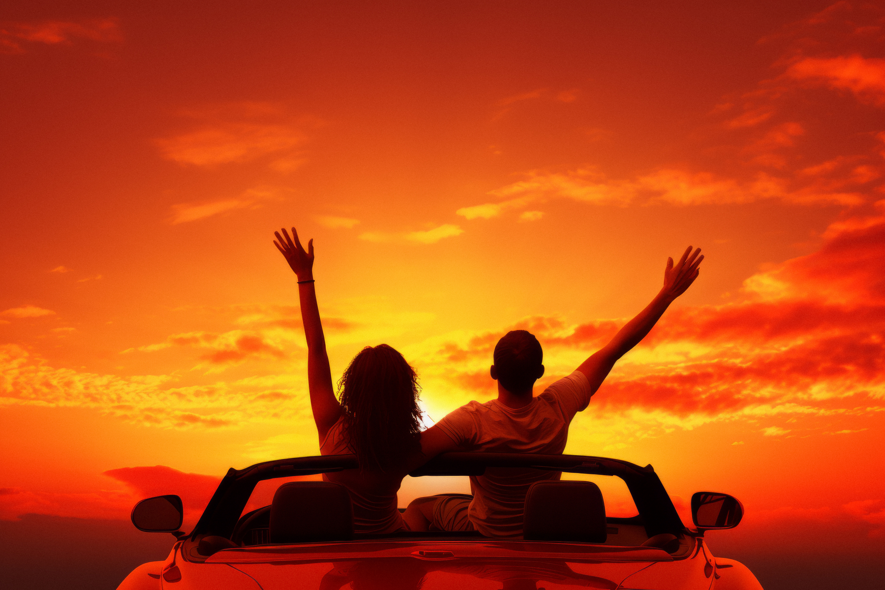 sreča, sončni zahod, veselje, joie de vivre