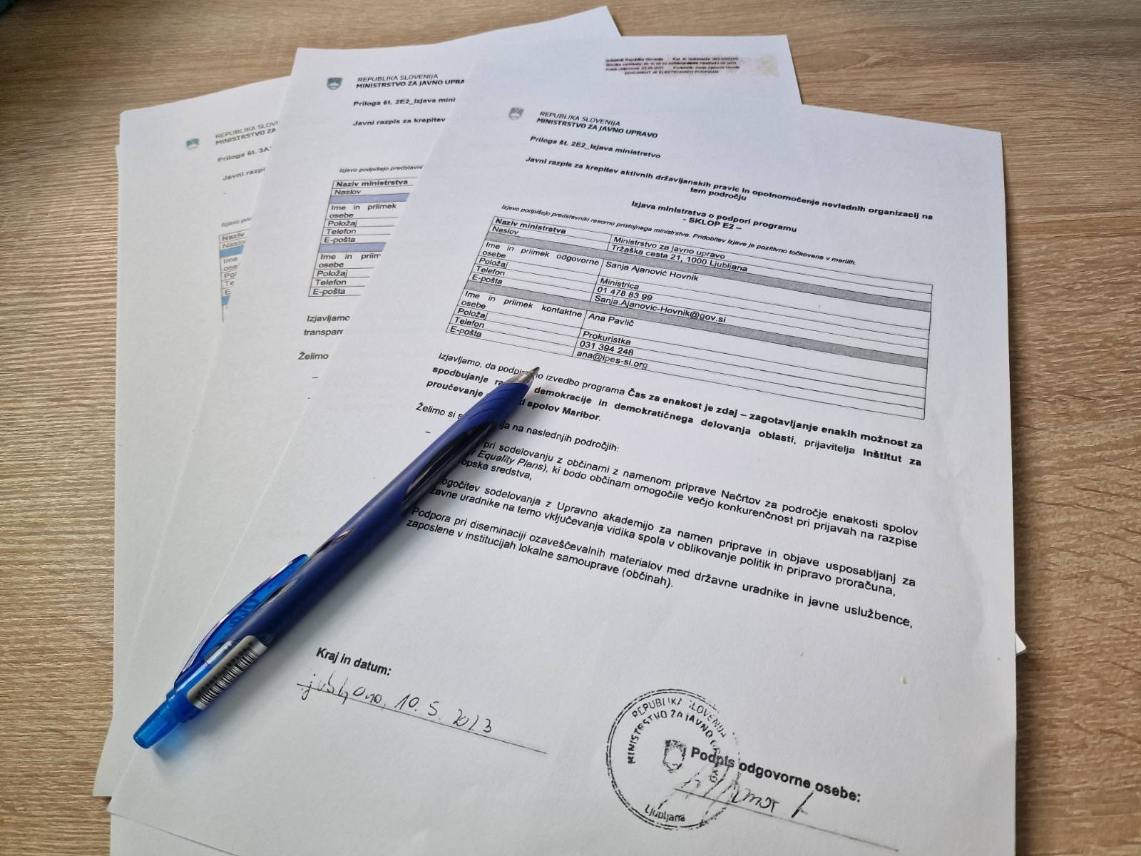 pisma podpore, MJU, javni razpis