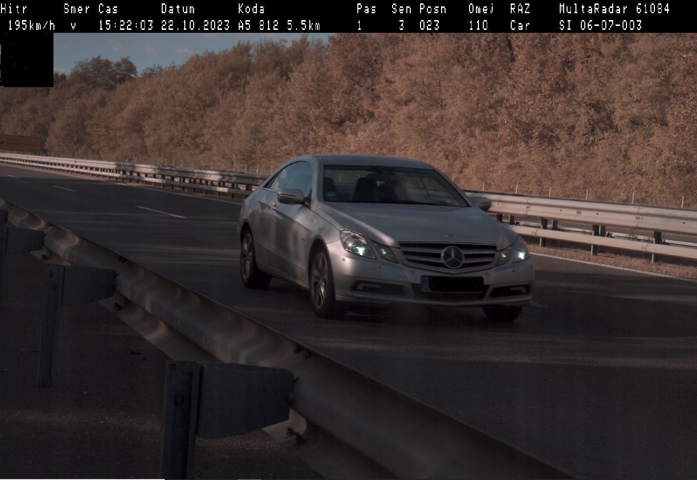 prekoračitev hitrosti, pomurska avtocesta