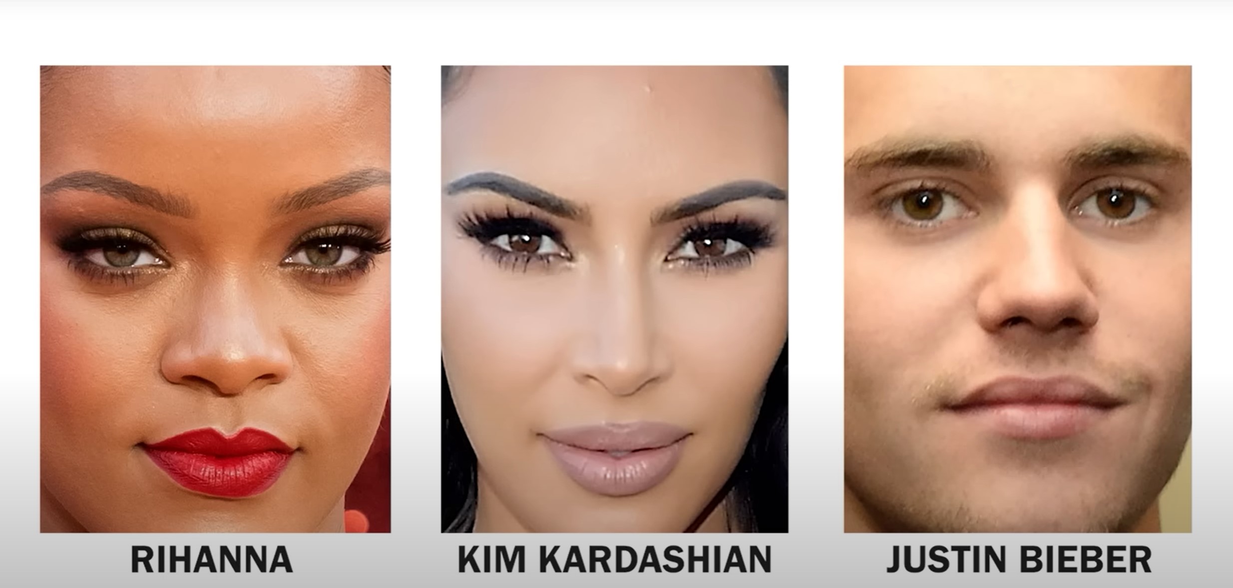 Rihanna, Kim Kardashian, Justin Bieber brez obrvi