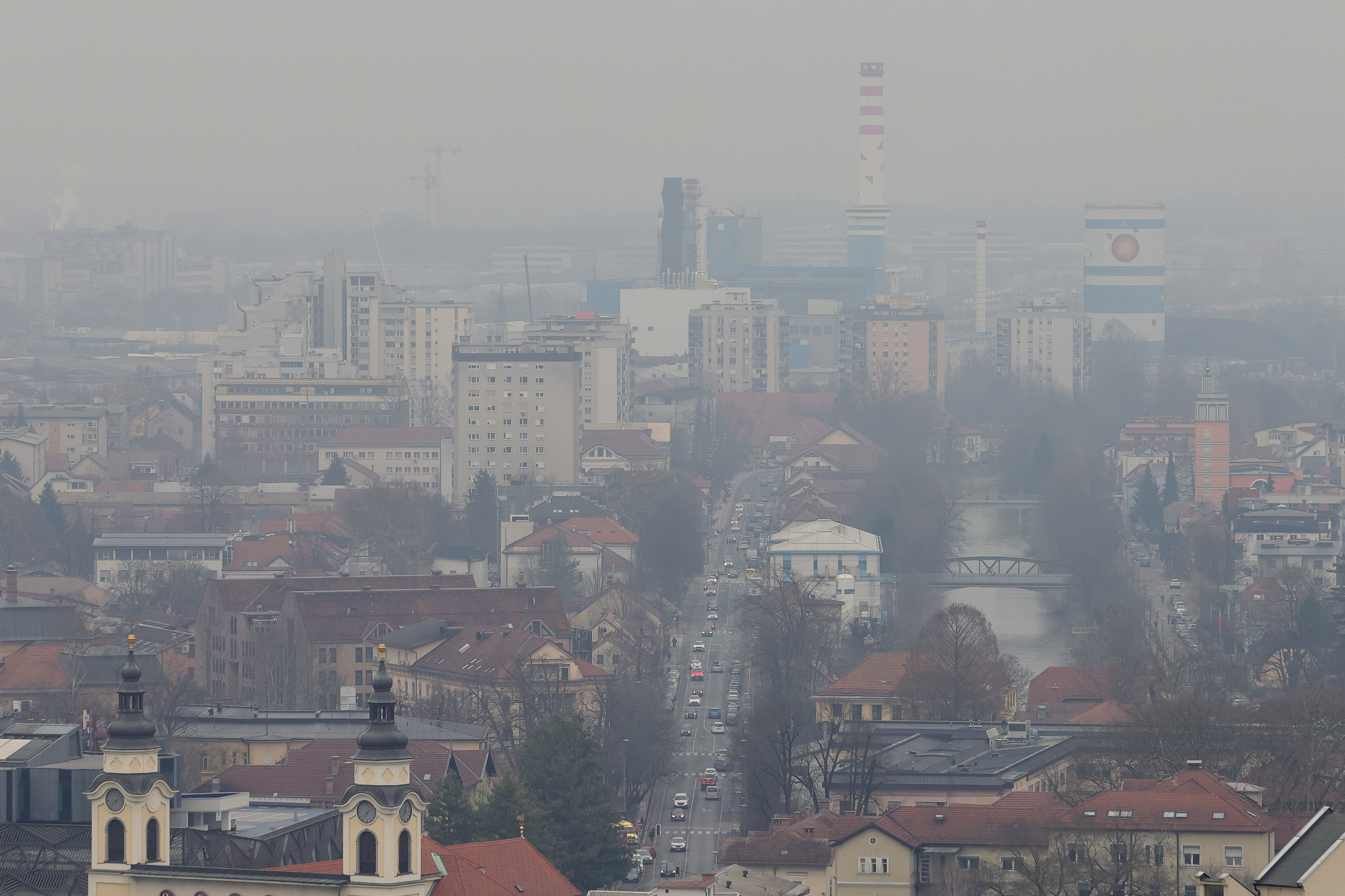 megla, ljubljana, zima
