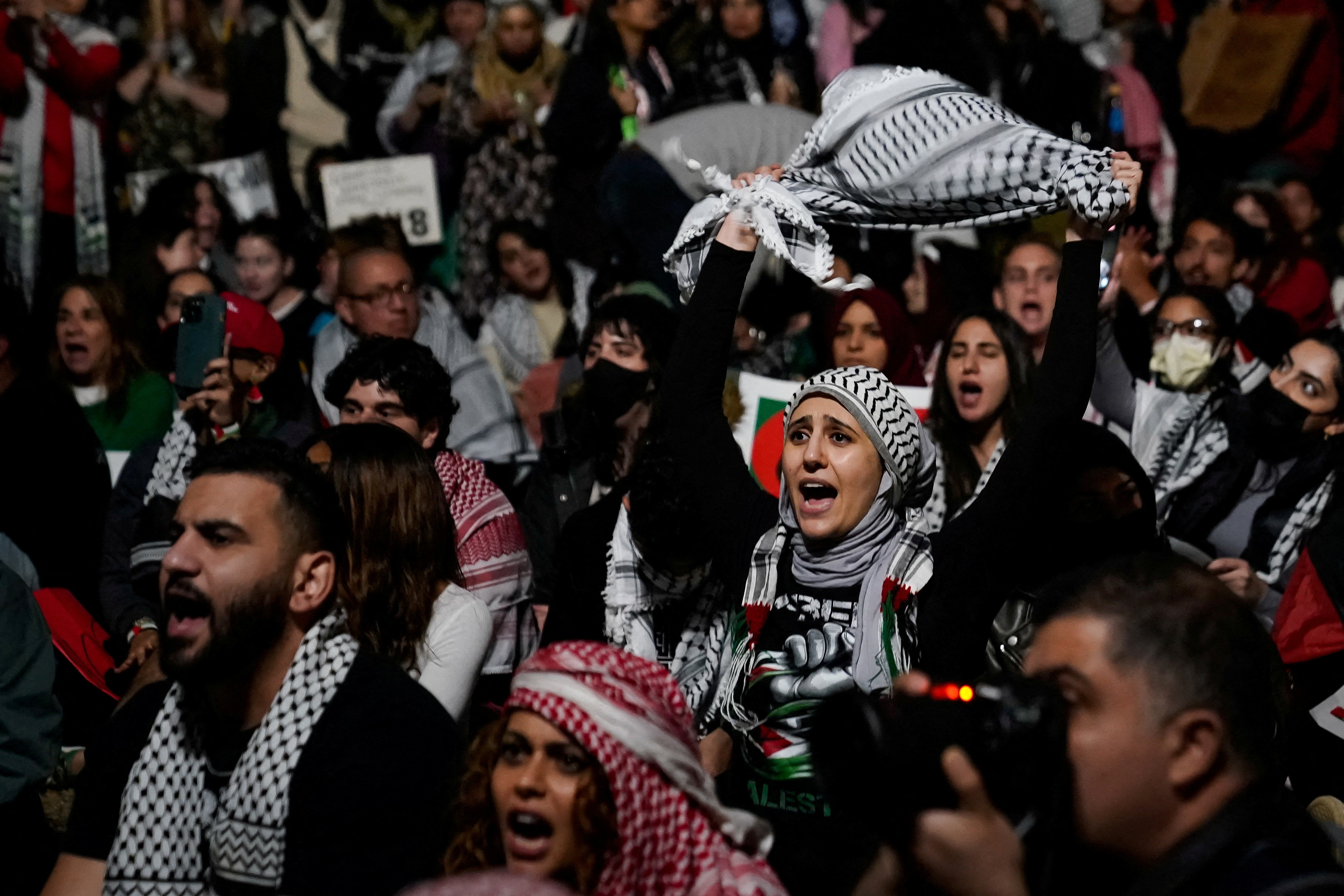 washington, protest, shod, podpora palestini