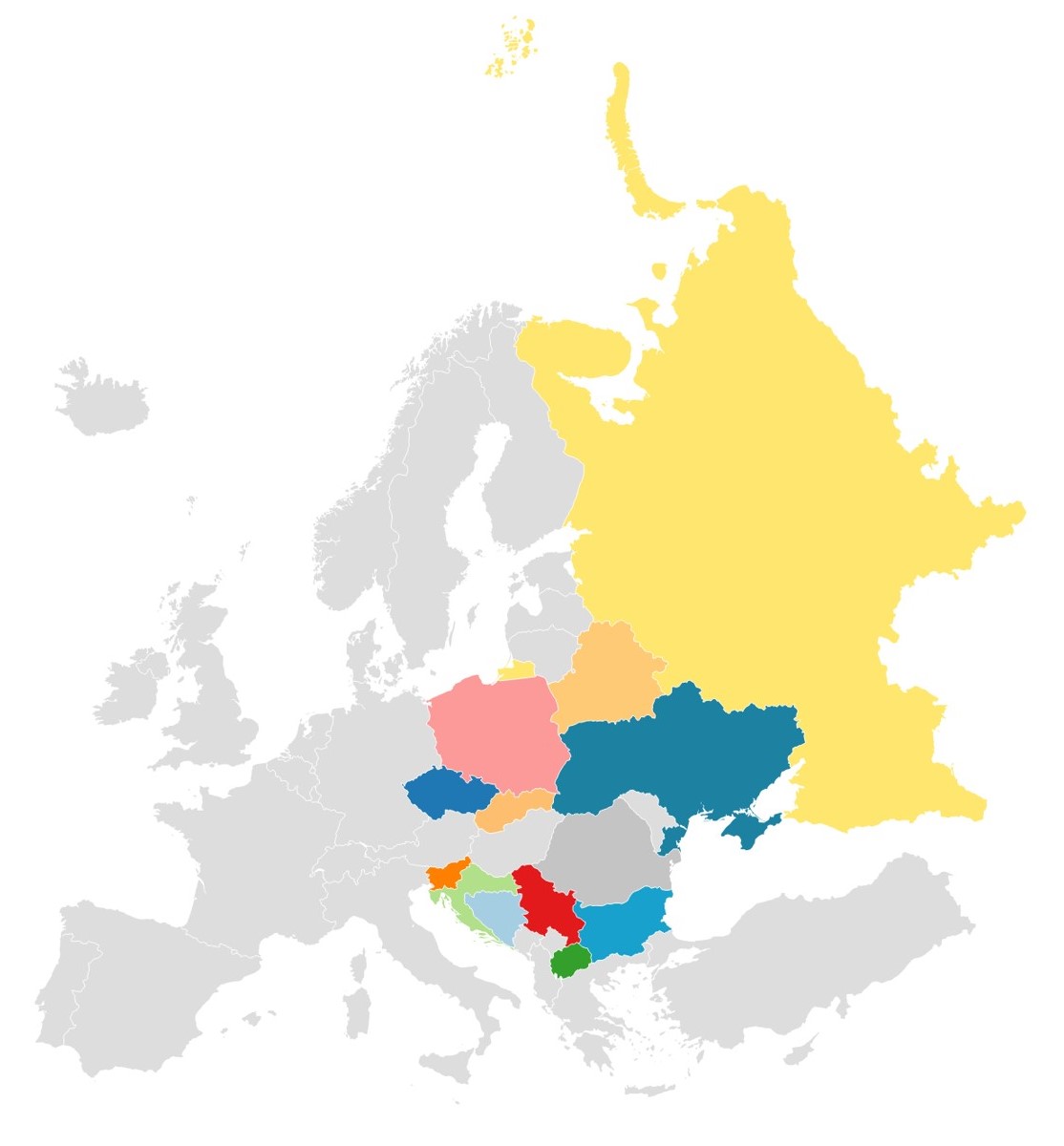 Slovanske države Foto Zajem zaslona DATAWRAPPER
