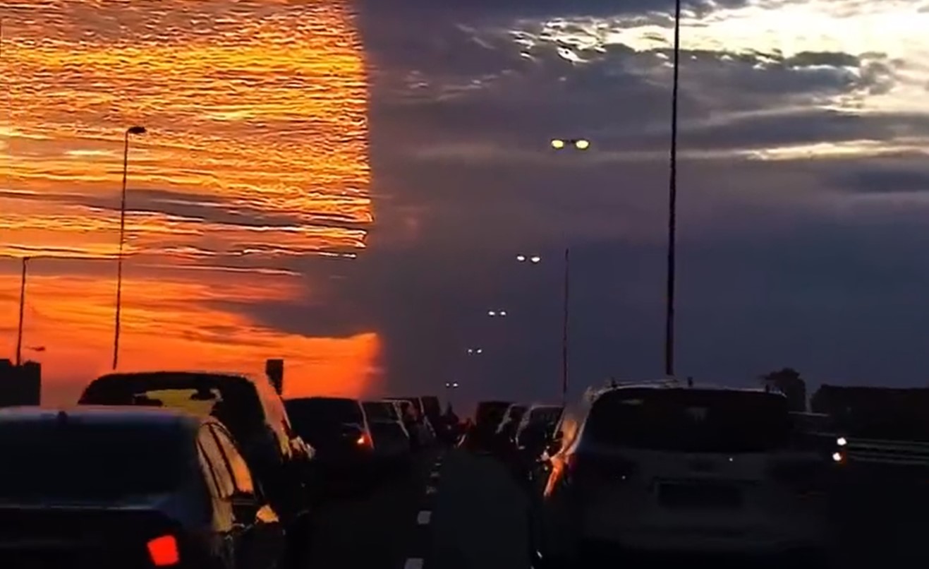 razcepljen sončni zahod, Florida, optični pojav, atmosfera, nebo