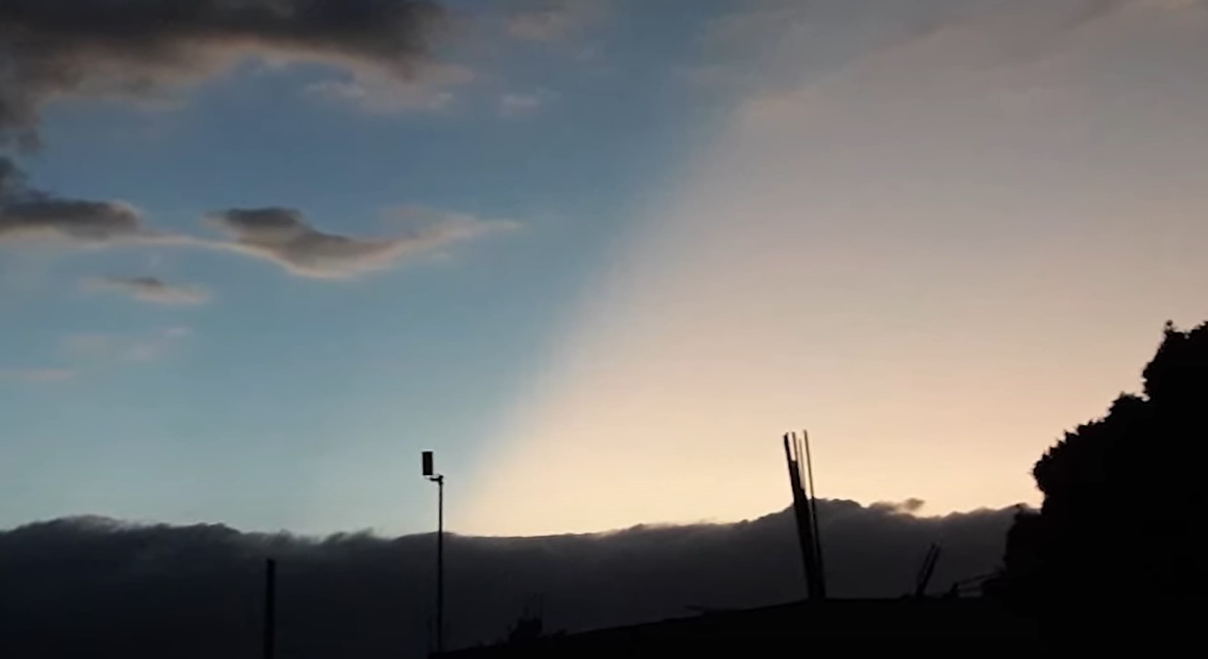 razcepljen sončni zahod, optični pojav, atmosfera, nebo