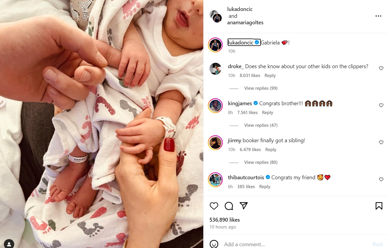 Luka Dončič, hčerka, instagram