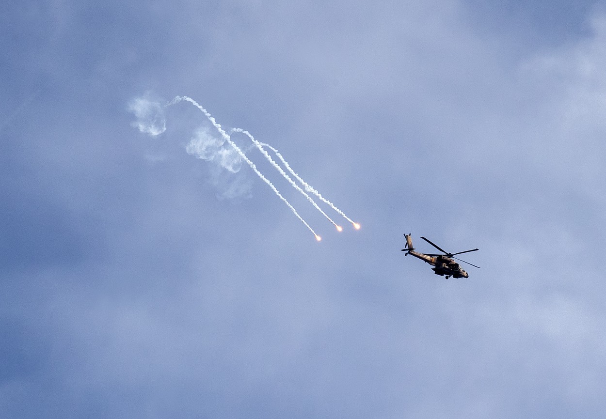 helikopter, napad, gaza