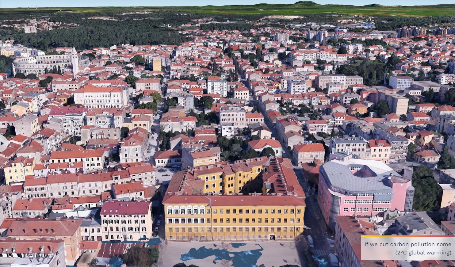 Pula, globalno segrevanje, klimatske spremembe, Hrvaška, Jadransko morje, dvig gladine