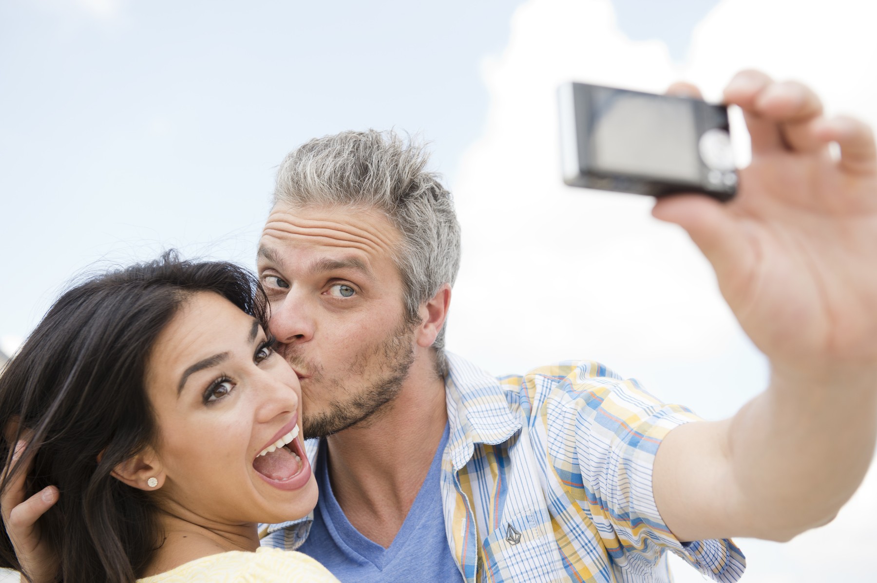 moški, ženska, telefon, par, veselje