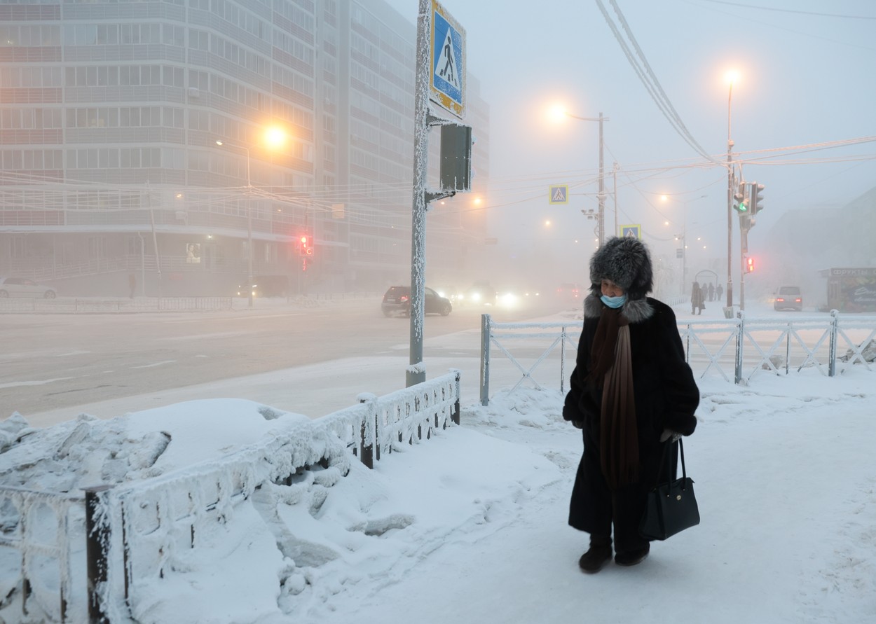 Winter in YakuJakutsk, Rusija, sneg, mraztsk, Russia