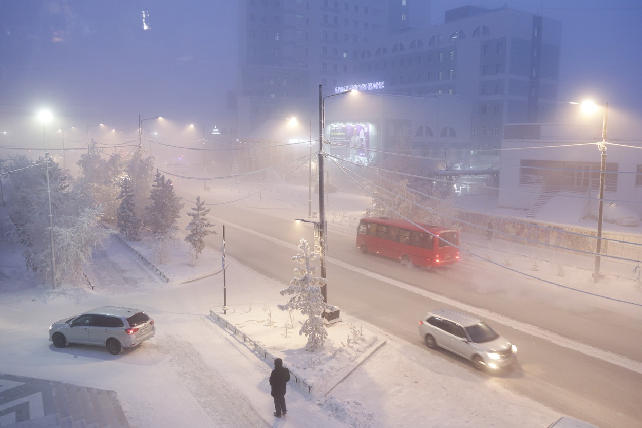 Jakutsk, Rusija, sneg, mraz