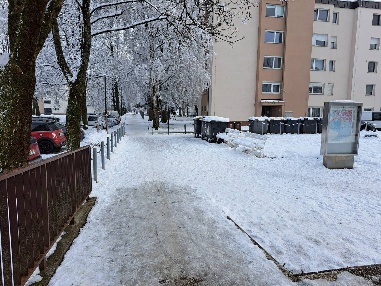 pločniki, ljubljana, zima, led