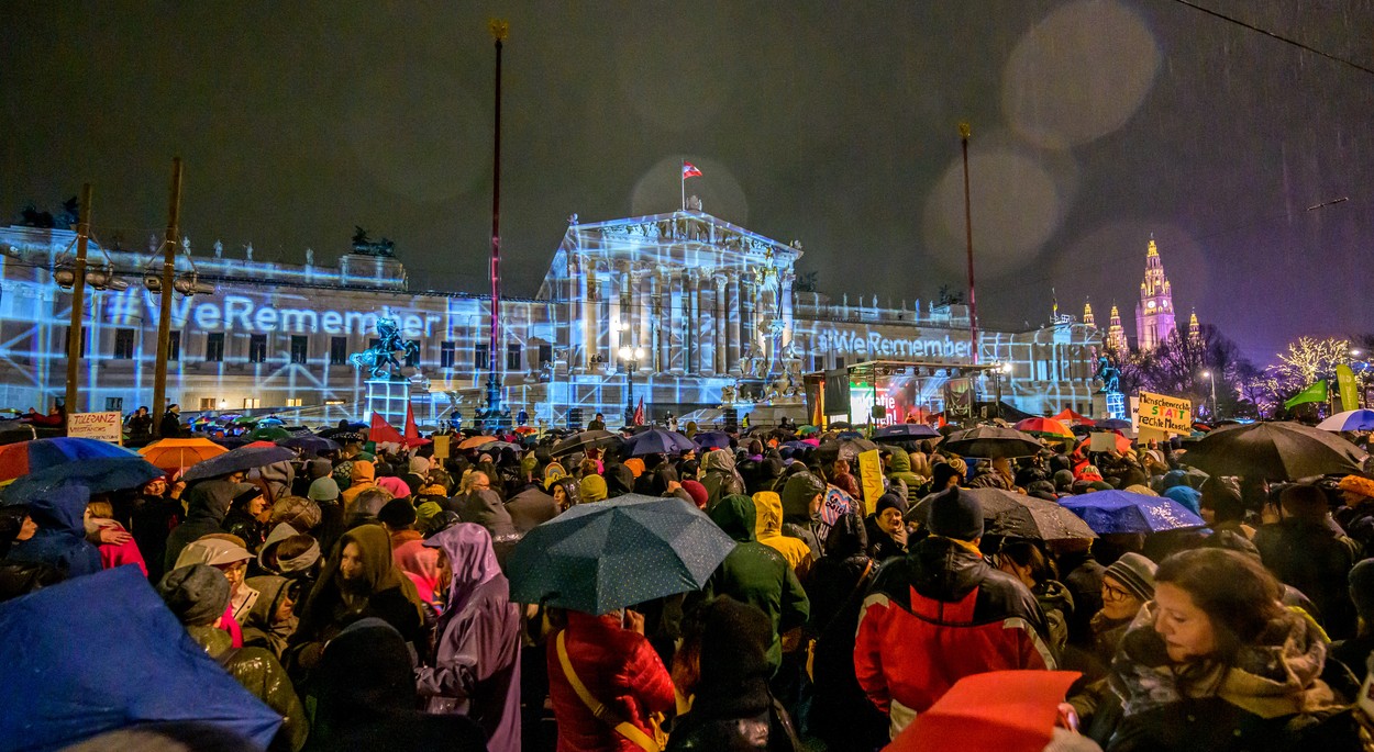 protest, avstrija, dunaj, skrajna desnica