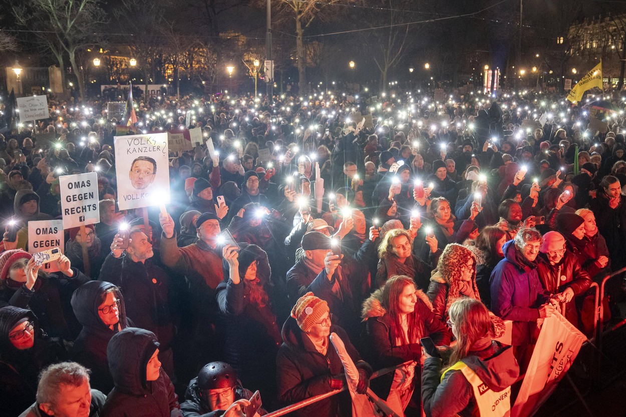 protest, avstrija, dunaj, skrajna desnica